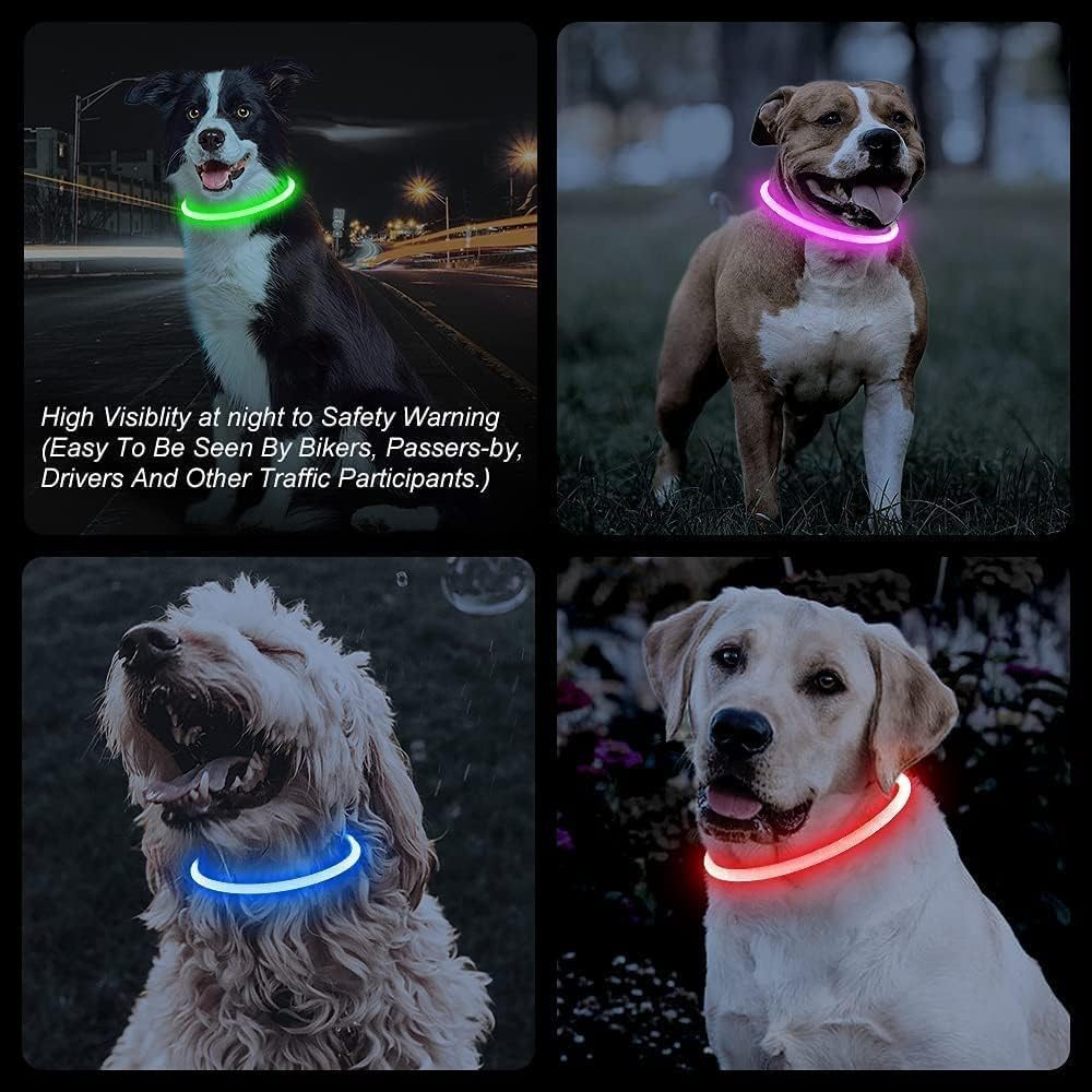 LED Dog Collar, Light up Dog Collars,Rechargeable Dog Lights for Night Walkinguniversal, Reusable Safety Necklace for Small Medium Large Dogs (Green)