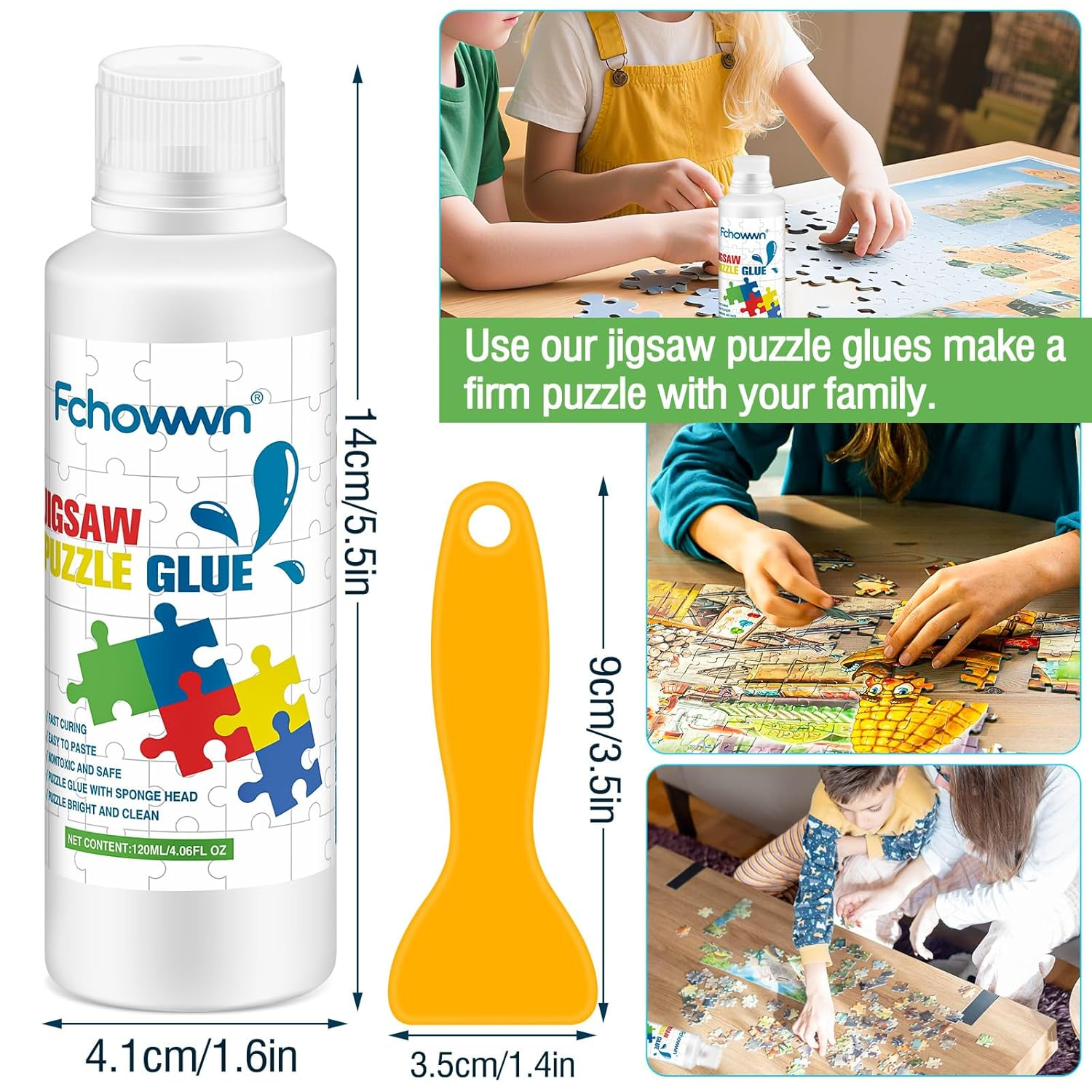 120Ml X 2 Jigsaw Puzzle Glue Clear,Updated Jigsaw Puzzle Glue with New Sponge Head,Non Toxic and Fast Drying,Easy to Use Adhesive for Preserving Puzzle Art Enrich Your Puzzle Experience image number 4