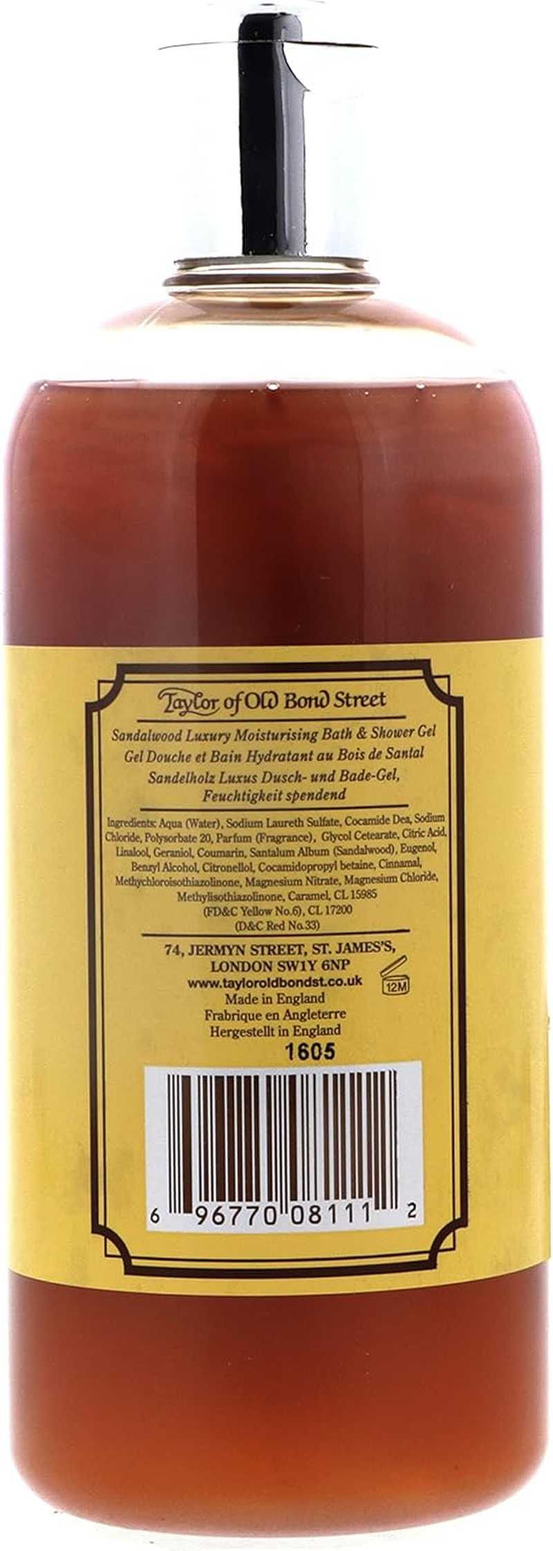 Taylors Sandalwood Bath & Shower Gel 500Ml image number 5