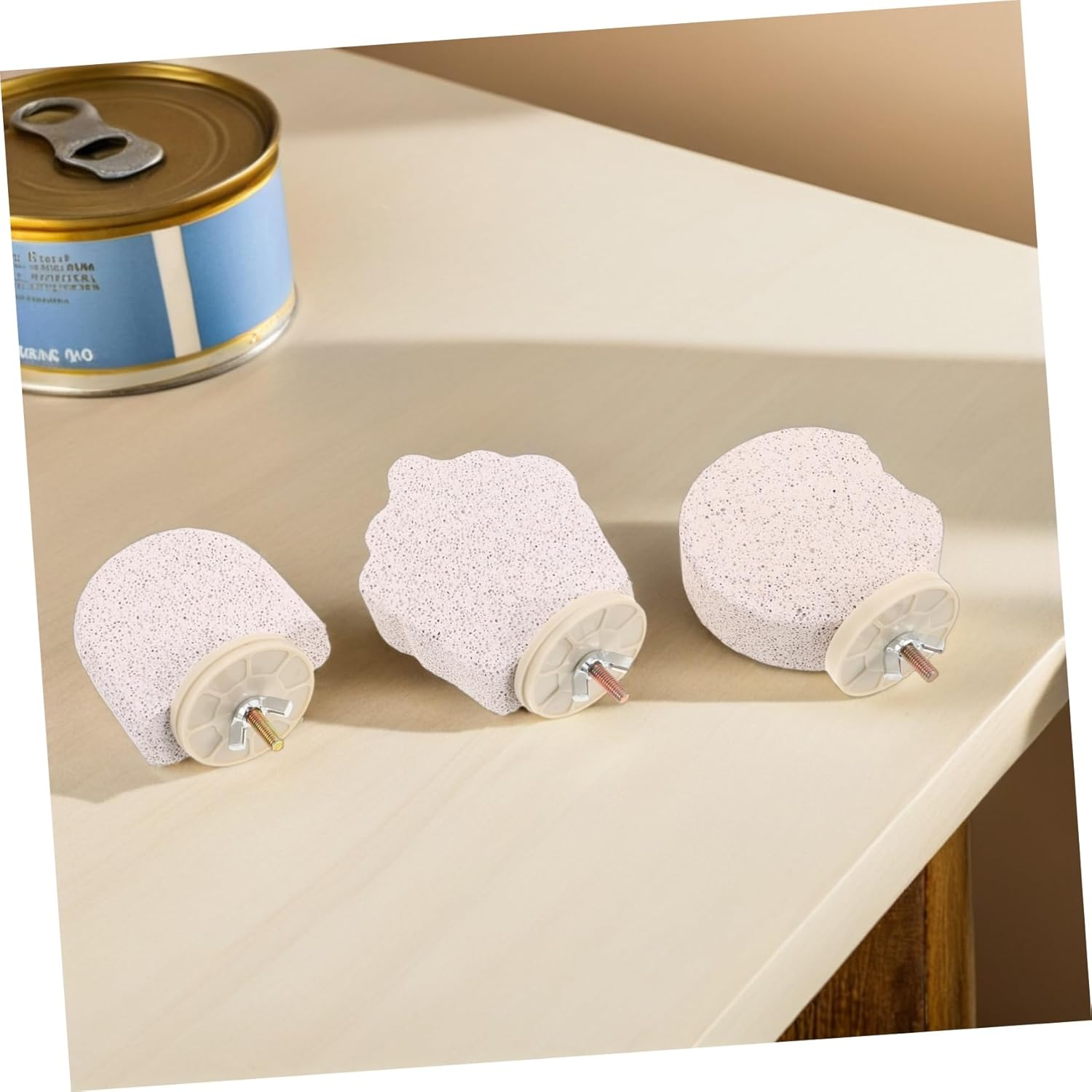 Sosoport 3Pcs Bird Beak Grinding Stone Natural Pumice Bird Parrot Cage Perch Stand Platform Foot Claws Trimmer Toys for Budgies Parakeets Cockatiels Conures image number 5