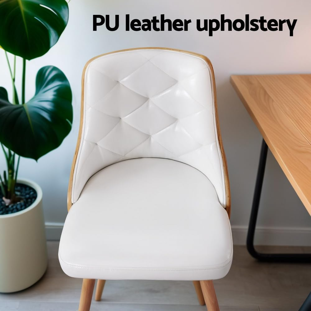 Artiss 2X Dining Chairs Cafe Kitchen Lounge Chair Wooden PU Leather Upholstered image number 3