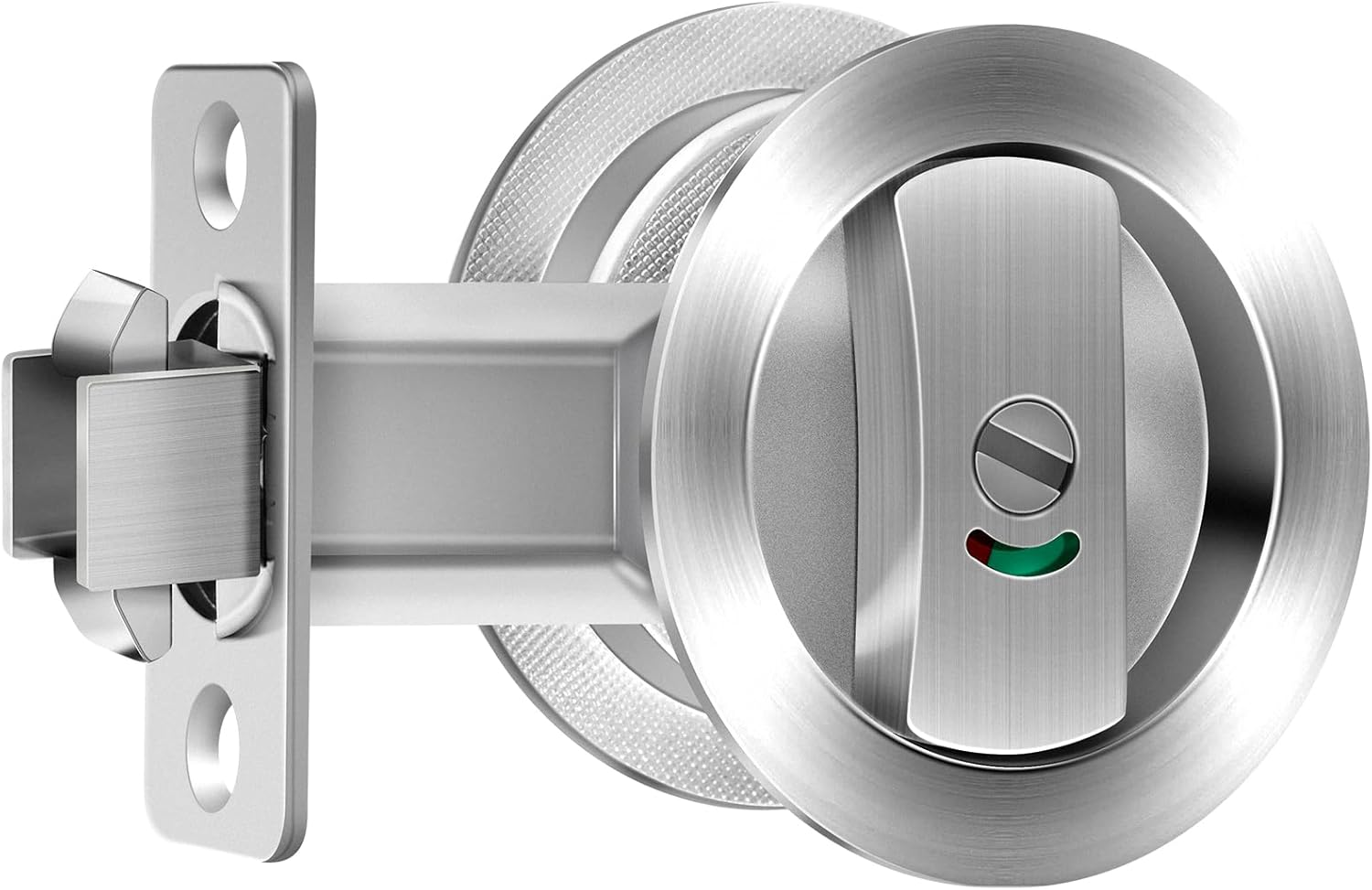 Round Pocket Door Lock Set Thickened Zinc Alloy Sliding Pocket Door Lock Hardware Kit Brushed Silver Pocket Doors Latch for Bathroom Sliding Doors (Ritz Silver (Round Double Hook)) image number 3