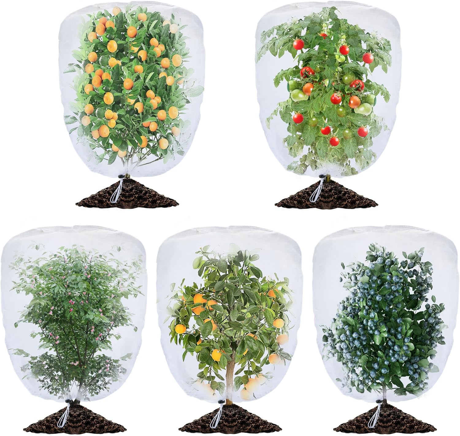 5 Pack Garden Plant Fruits Tree Protection Netting Covers with Drawstring, 3.3 X 2.7Ft Bird Insect Netting Bag, Plant Netting Barrier for Fruit/Flower/Herb/Vegetables (3.3 X 2.7Ft) image number 6