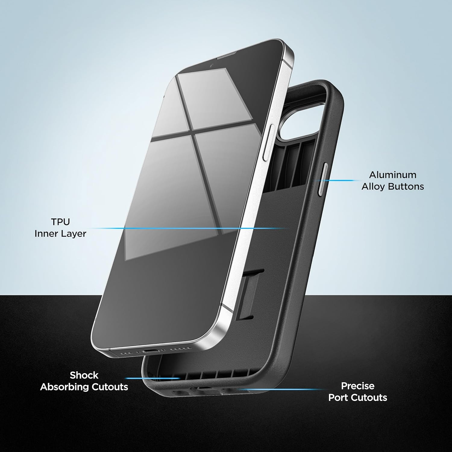 ENCASED Card Case for Iphone 16E Wallet Case with Secure Credit Card Holder Slot (Cache Series), Matte Black image number 5