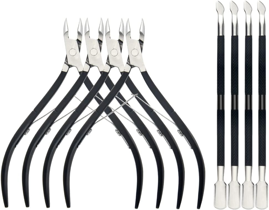 XINMEIWEN 8Pieces Cuticle Trimmer Cuticle Nipper Cuticle Remover Cuticle Cutter with Cuticle Pusher Stainless Steel Cuticle Cutter Clipper Nail Tools for Fingernails and Toenails (Rainbow)