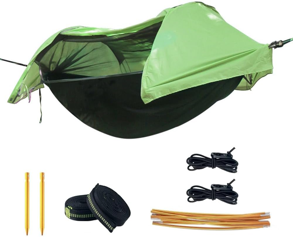 Alpen Outdoor Double Hammock Tent Portable Multi-Functional Waterproof Hammock Parachute Camping Hanging Bed 270X140Cm with anti Mosquito Net and Storage Bag image number 5
