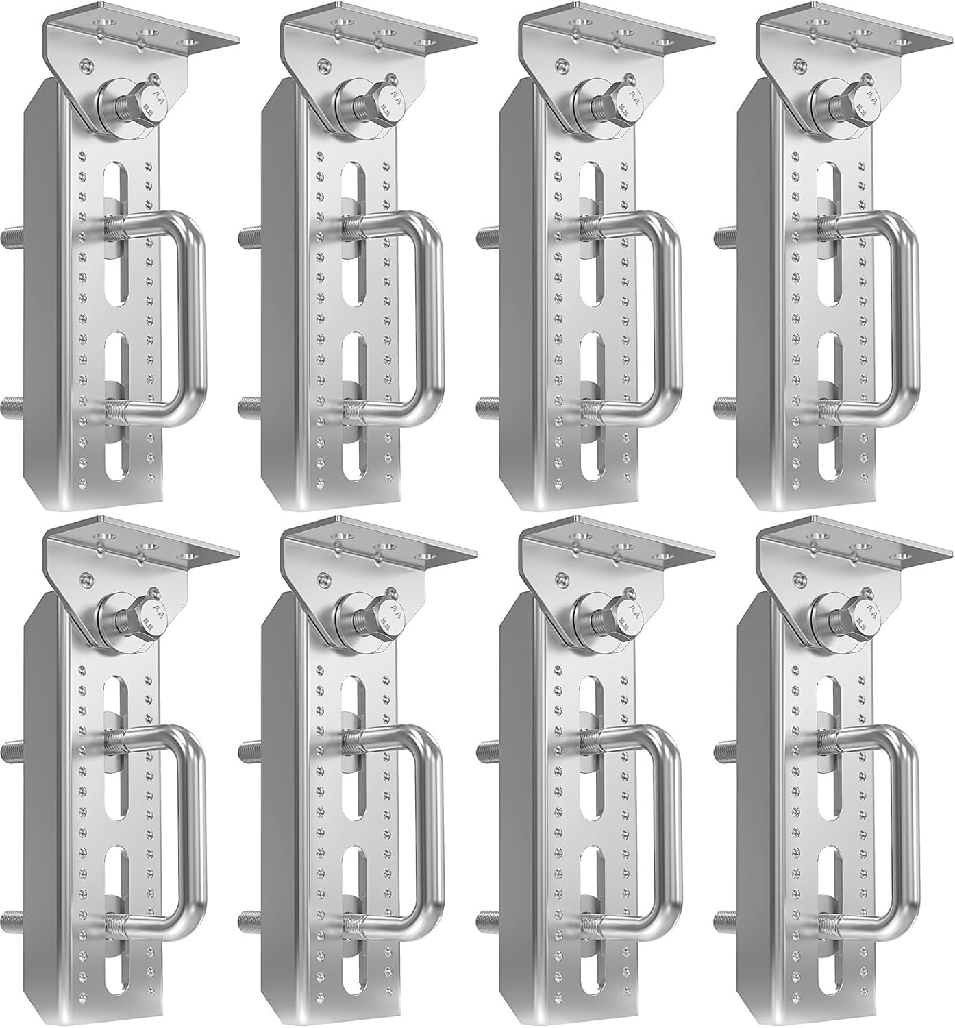 8 PCS 8" Galvanized Swivel Top Bunk Bracket Kit with Hardware for 3"X3"，2"X3",1.5"X3" Boat Trailer Crossmember, Boat Trailer Bunk Brackets & Square U-Bolts image number 2