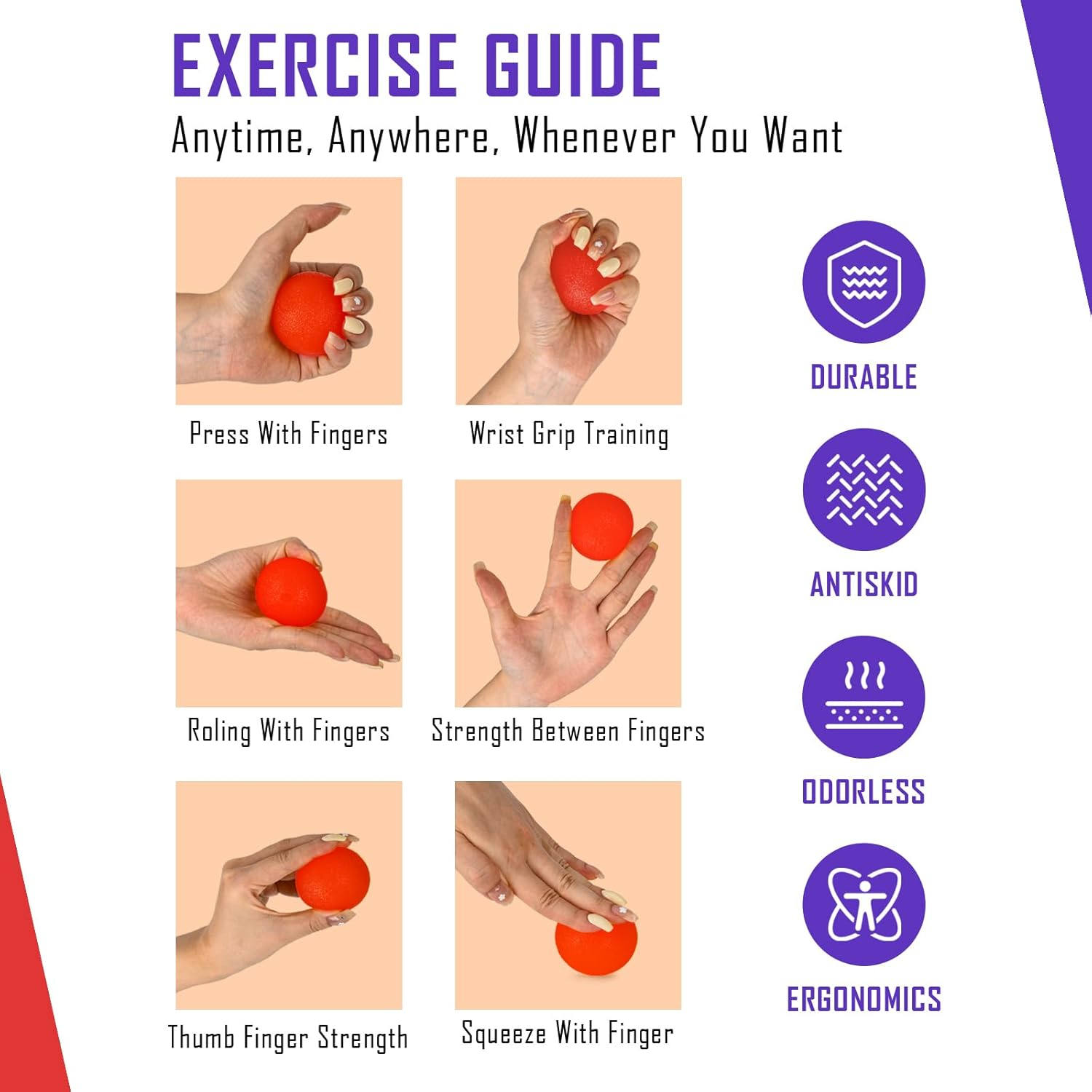 3 Pack Stress Balls for Adults, Squeeze Balls for Hand Therapy, Hand Strengthening Devices with Different Resistance Levels for Finger Forearm Wrist Exercise Relaxation and Pain Relief-2 image number 2