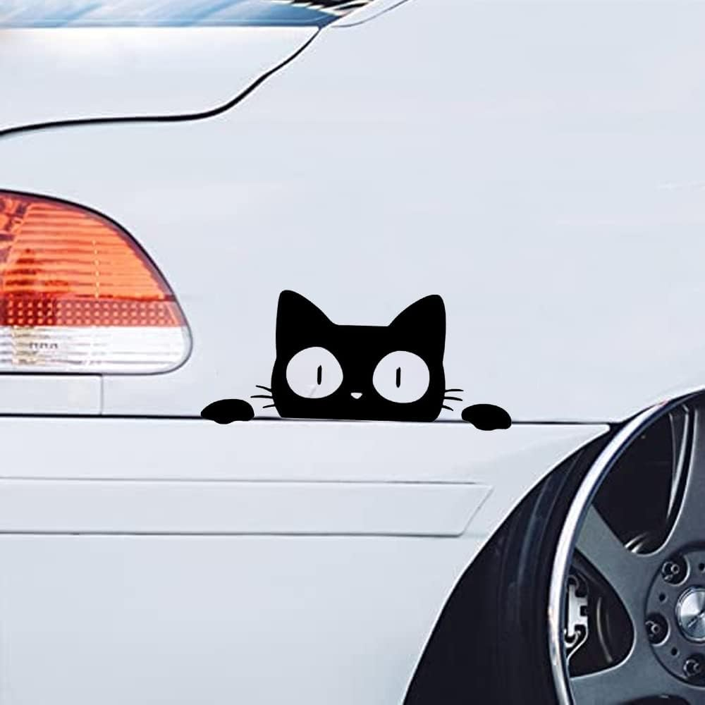 Reflective Reflective Car Sticker Cartoon Cat，Funny Black Cat Stickers,Cat Decal,Car Decal, Window Sticker, Suitable for Cars, Trucks, Laptops, Etc (Black) - Black image number 4