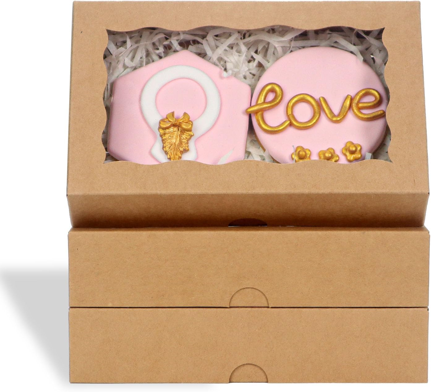 Romantic Baking 15 Pack White 7 X 4 3/8 X 1 1/2In Cookies Boxes with Window - Perfect for Wedding, Baby Shower & More