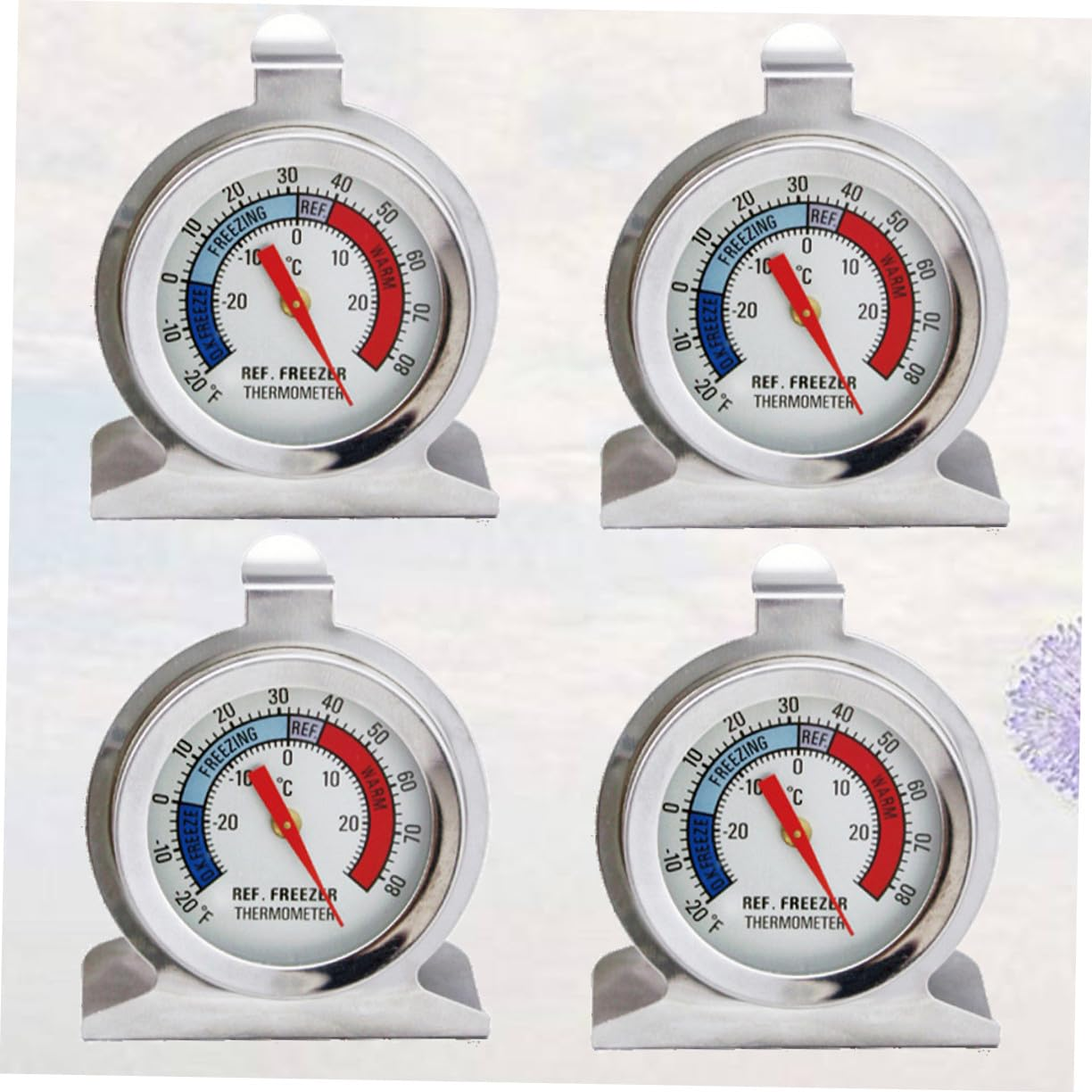 STAHAD 4Pcs Stainless Steel Refrigerator Thermometer for Home Office Small Space-Saving Freezer Thermometers with Paper Package Accurate Temperature Monitoring in Silver image number 3