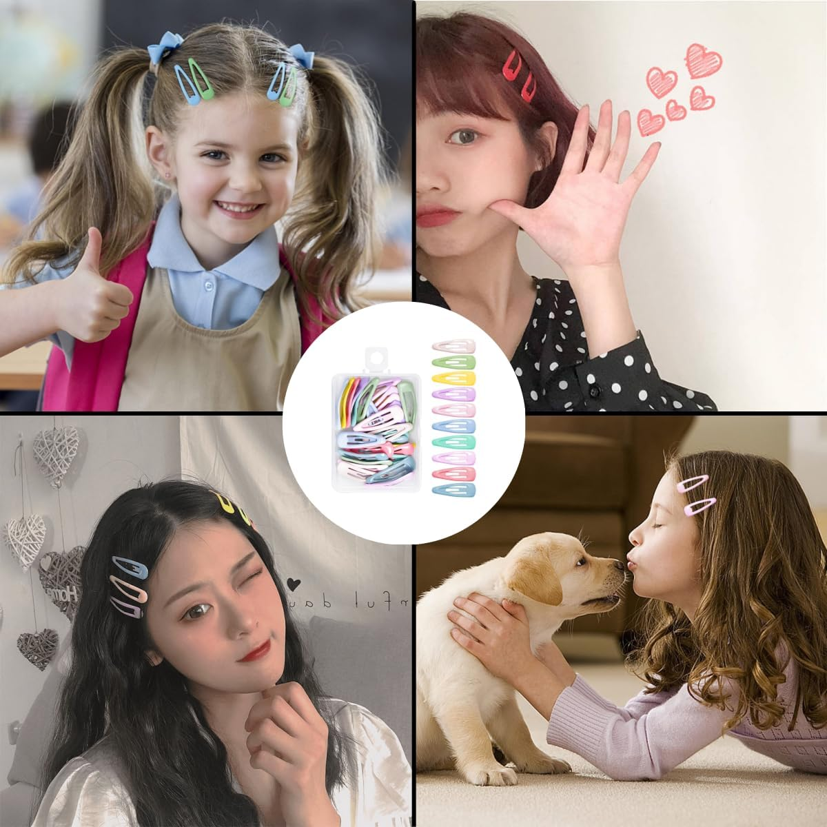 Candy-Colored Metal Hair Clips, Cute Colorful Hair Clips, Not Easy to Slip, Suitable for 30 Pieces for Kids Girls and Toddlers