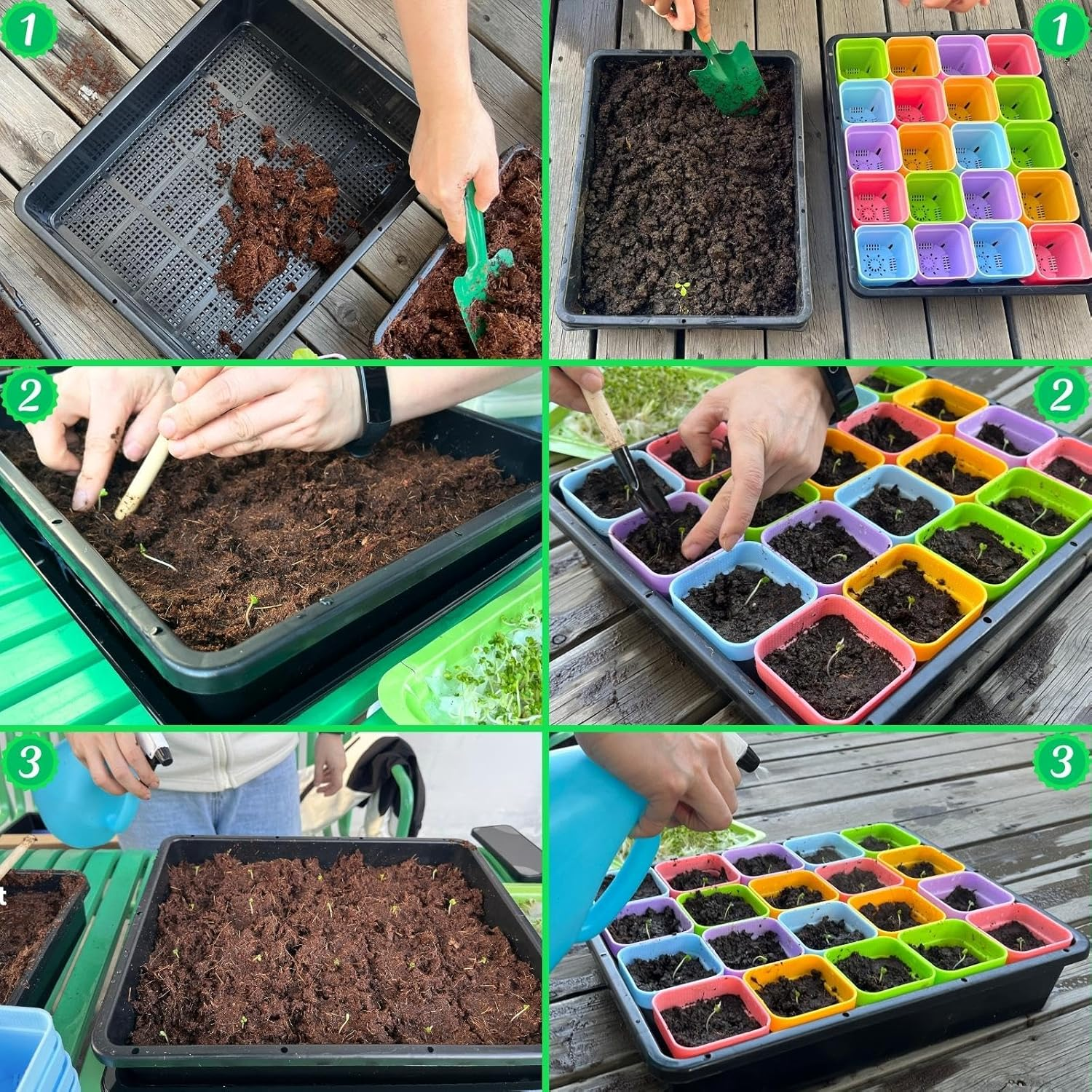 Begrit Seed Starter Trays 5-Pack 15X12 Inch Mesh Bottom Tray Plastic Plant Trays Garden Seedling Starter Kit for Plants,Microgreens,Soil Blocks,Wheatgrass,Hydroponic and Fodder Systems image number 5