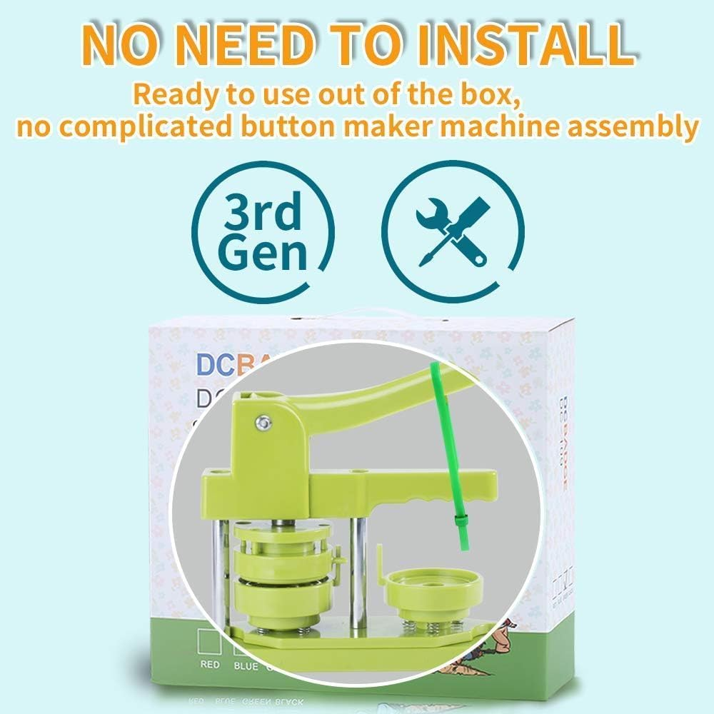 Button Maker Machine 58Mm -Installation-Free DIY Photos Pin Badge Button Maker Press Machine Badge Punch Press with Free Button Parts&Pictures&Circle Cutter (Green-58Mm) image number 4