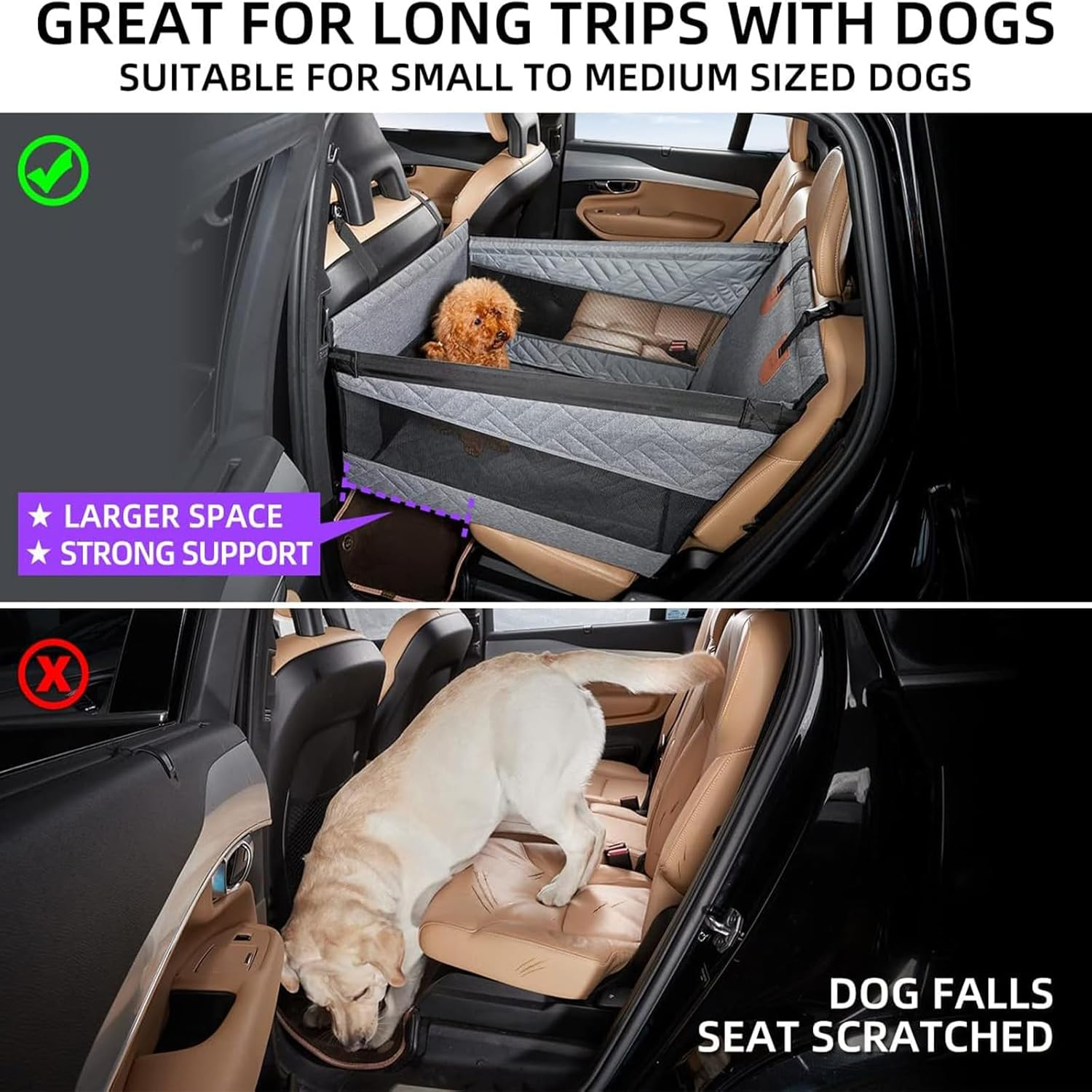Dog Car Seat for Large Dogs Back Seat Extender Cover Pet Car Seat SUV Truck Medium Small Dogs image number 5