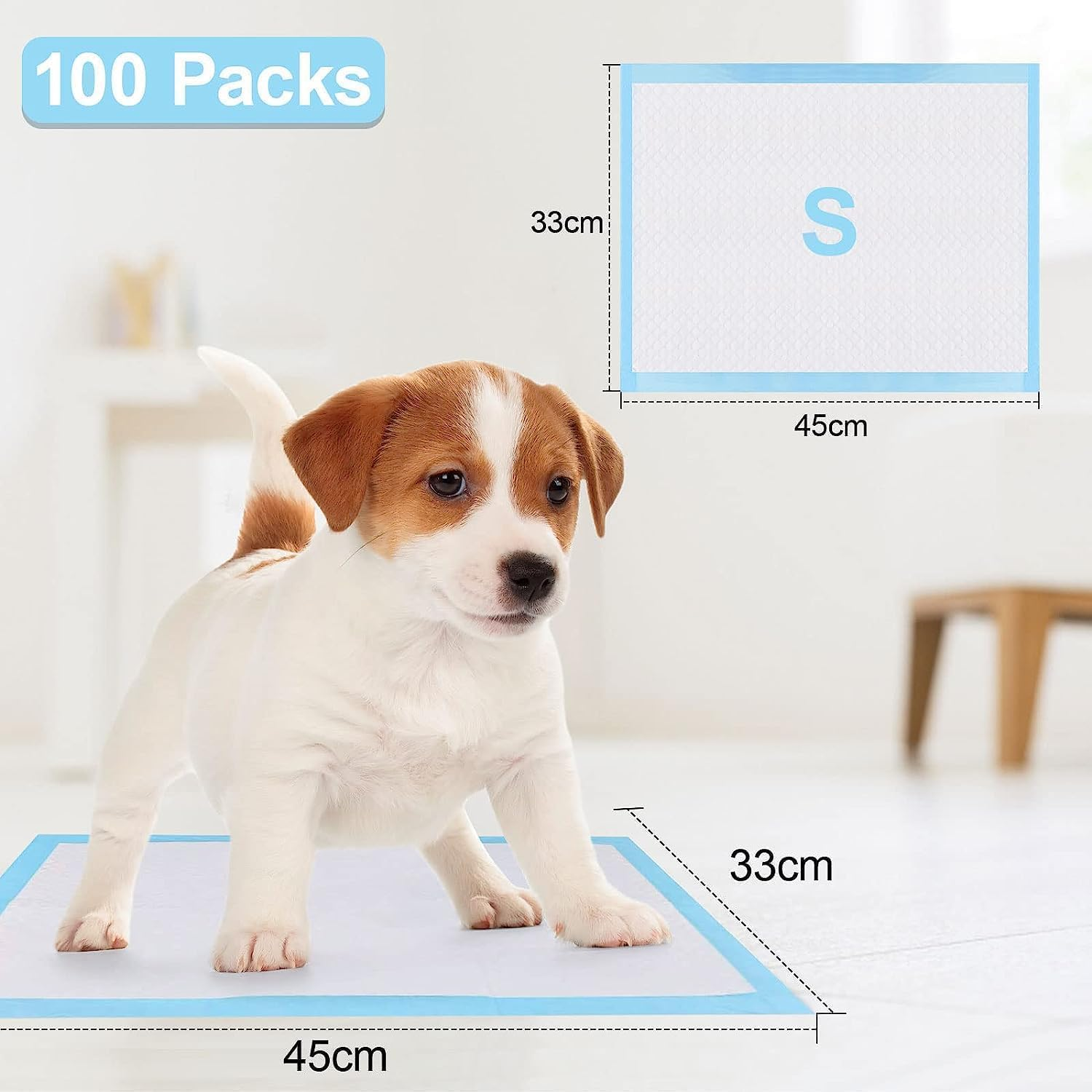 Mumoo Bear 100 Pack-45X33Cm Pet Training Pads 100Pcs, Disposable Dog Pee Pads, Leak-Proof and Super Absorbent, Fast Drying Pee Mats for Dogs,Puppies, Cats, Rabbits, Blue image number 1