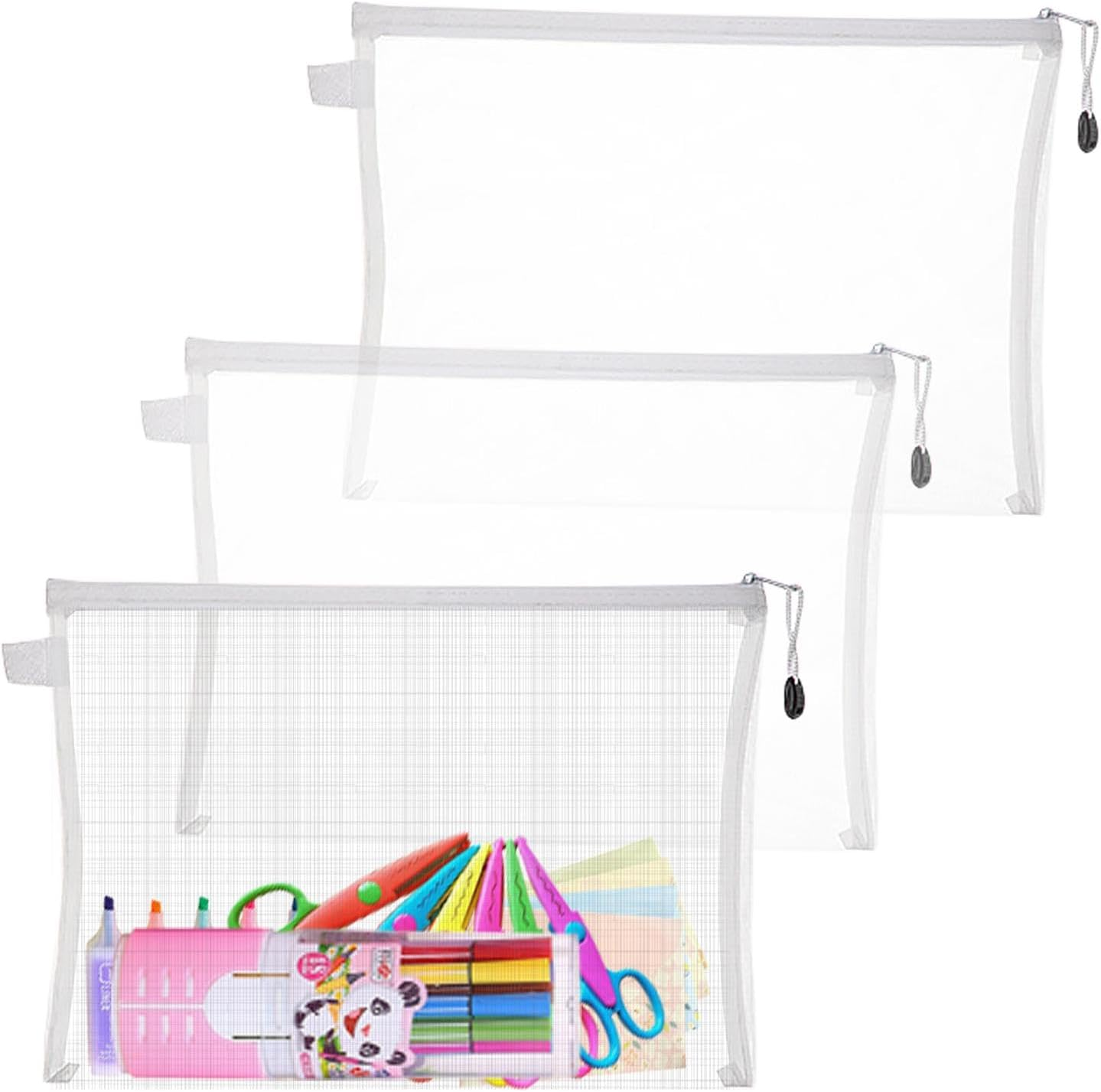 Jigsaw Puzzle Storage Case - 3 Piece Clear Case, Puzzle Storage Bags | Extra Large Clear Nylon Zipper Bags, Multipurpose Bag for School Supplies, Puz