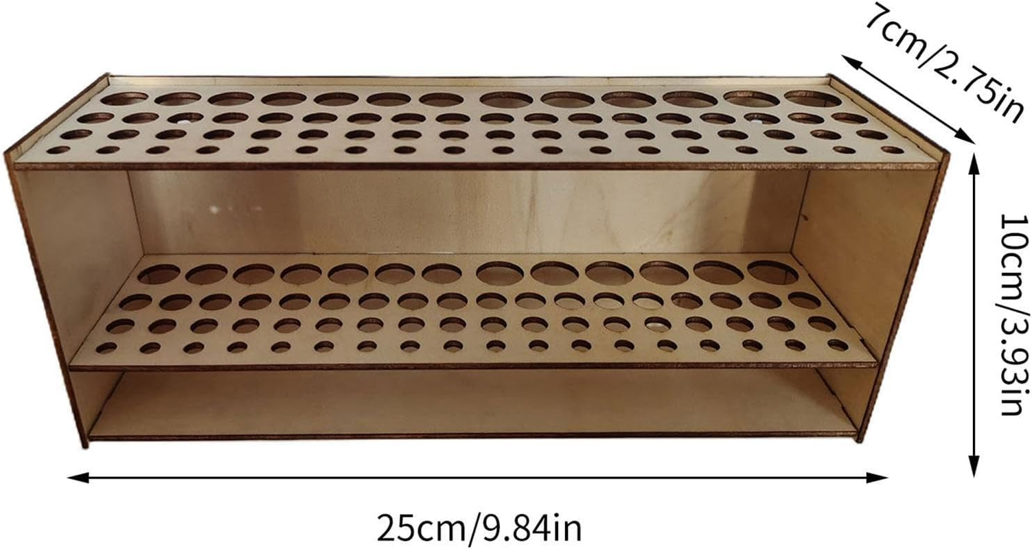 Brush Case - Brush Holder for Artists, Wall Mounted Wooden Tray Stand with 67 Holes | Wall Mounted Brush Stand and Desk Organiser for Watercolour Brushes and Eyeliner image number 3