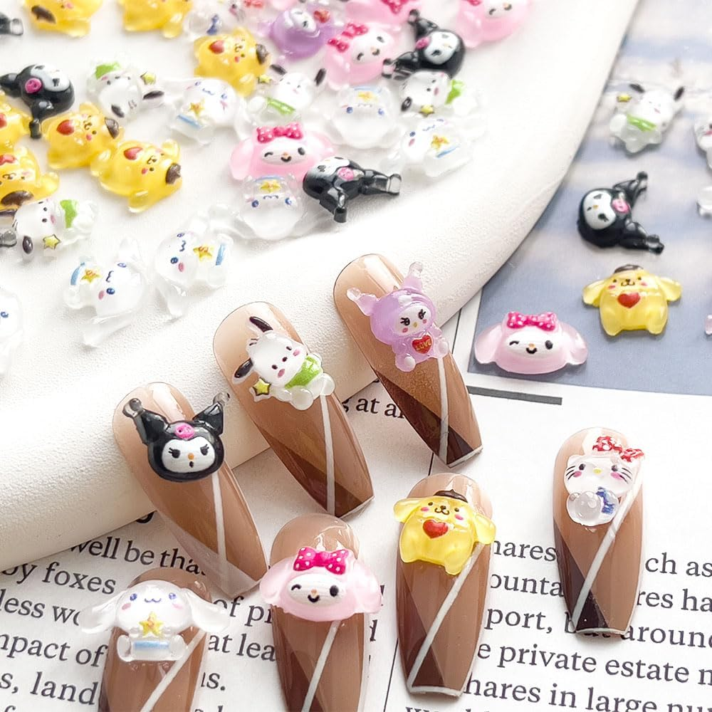 WIAONE Akutoer 70PCS Kawaii Nail Art Charms 3D Cute Cat Resin Jelly Gummy Sweet Candy Slime Making Ornament Nail Decoration Accessories for DIY image number 1