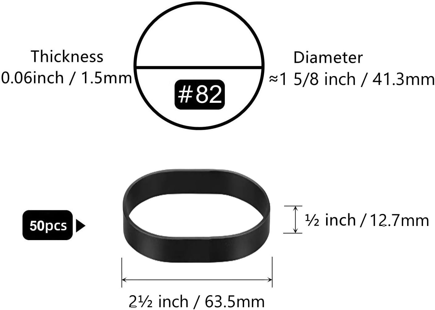 Tactical Rubber Bands Size #82 (2 1/2'' X 1/2''), 50 Pcs Black Thick Small Wide Strong Heavy Duty Rubber Bands Heat Cold UV Resistant for Hunting Hiking Backpacking Camping Survival Kit (50) image number 4