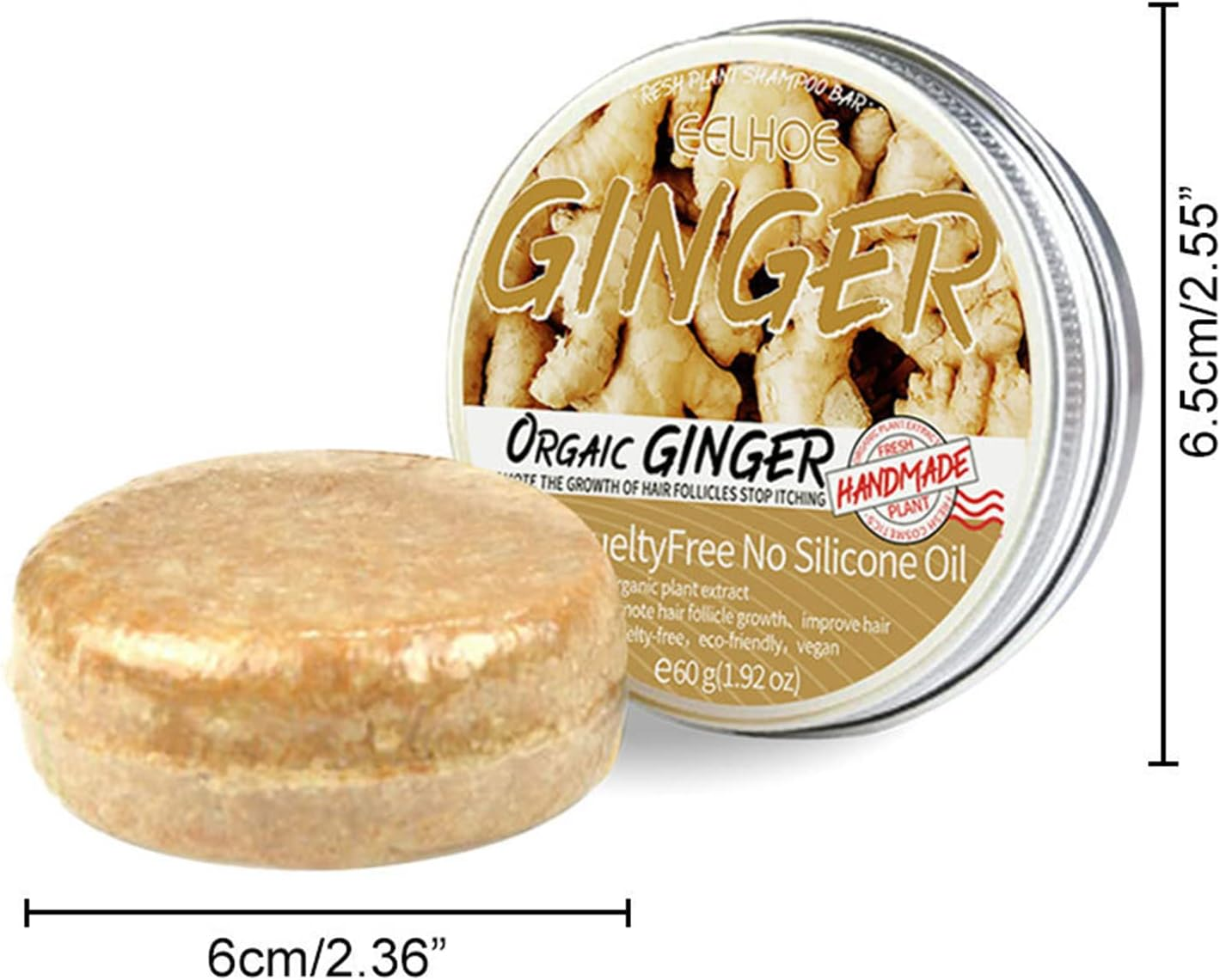 Julycrab 60G Anti-Hair Loss Ginger Shampoo Bar Increasing Hair Volume Nourish Hair Root Hair Growth image number 5