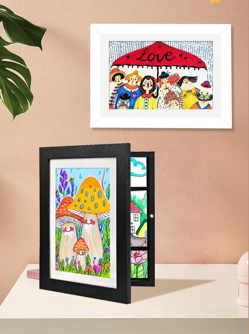 A4 Kids Art Frames 3 Pack Kids Artwork Flip Frame Changeable for Picture Display, Children School Drawing Projects Storage, Horizontally Vertically Wall Hanging, Storage A4 120 Pictures (3Colors) image number 3