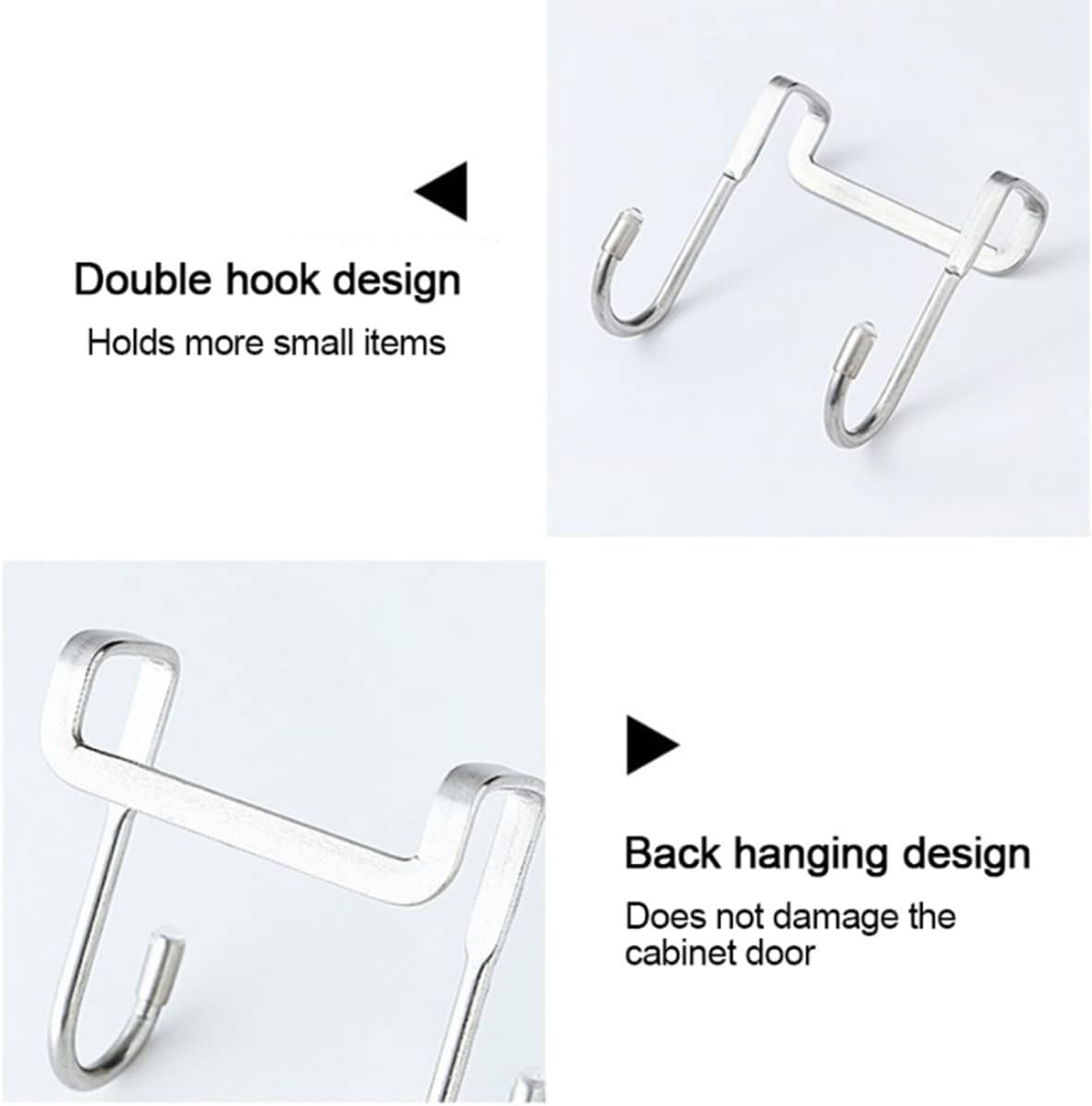 Over the Door Hanger Hook Stainless Steel 6 Pack Free Punching Cabinet Door without Trace Clothes Hook Door Back Wall Mounted Hooks image number 6