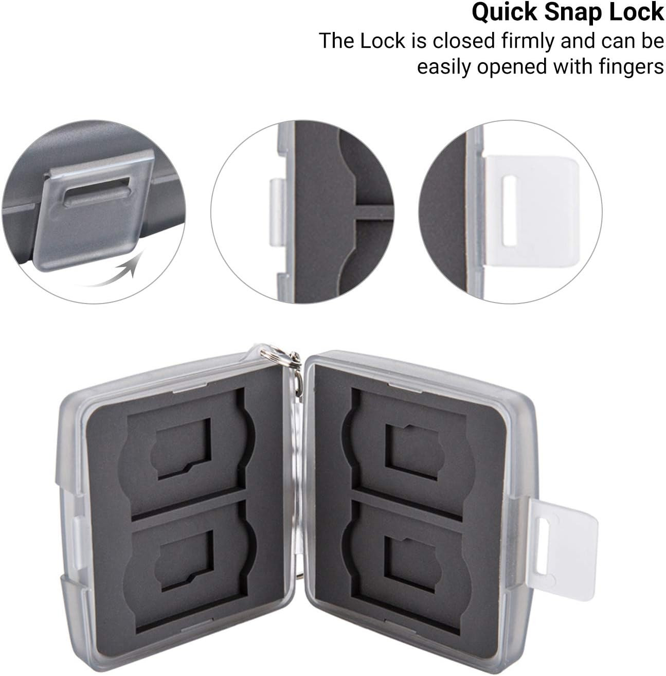 Micro SD Case SD Card Holder Case, Memory Card Case Storage for 4 SDHC SDXC Cards and 4 TF MSD Cards, Anti-Dust Crush Resistance image number 3