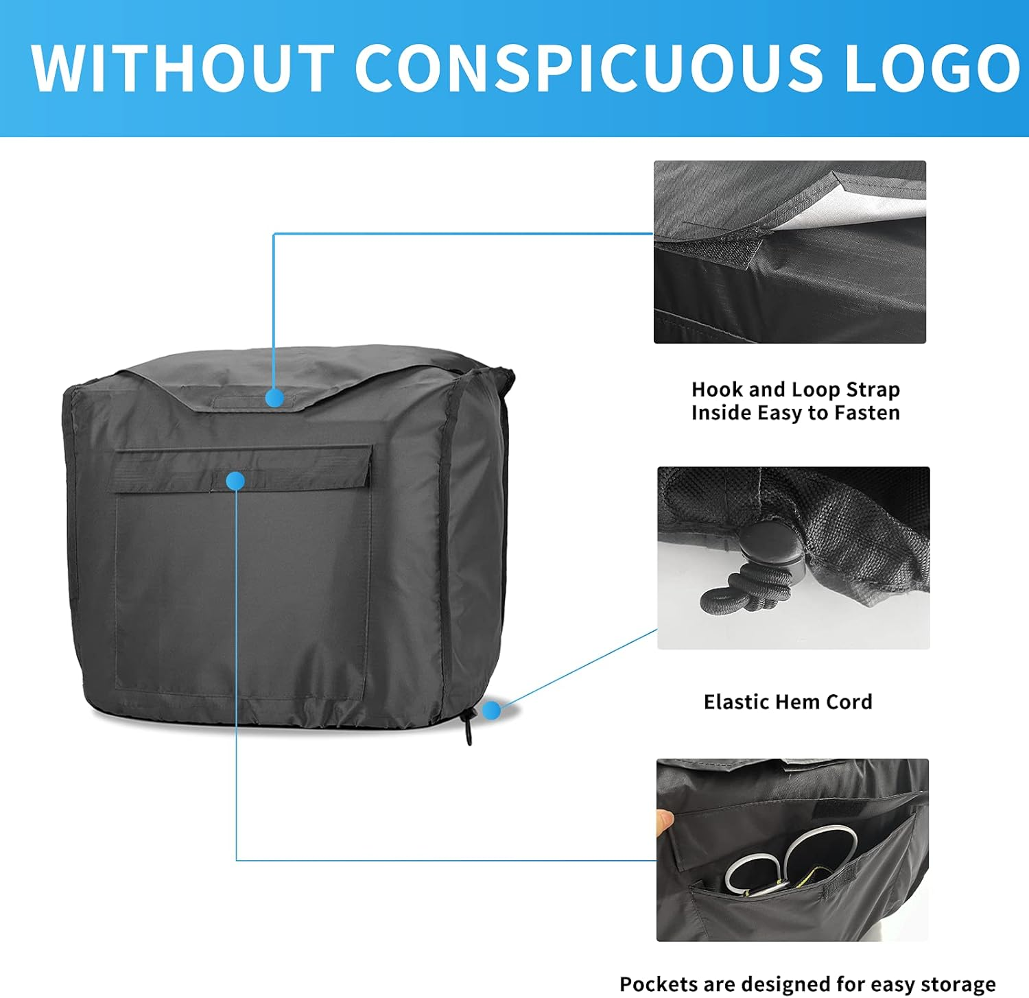 Joramoy Generator Covers Waterproof for Honda Inverter Generators Eu2200I Eu2200Ic Eu2000I Eu2000Ic Camo Companion for Honda Power Equiment Heavy Duty 420D Oxford Cover - Black image number 1