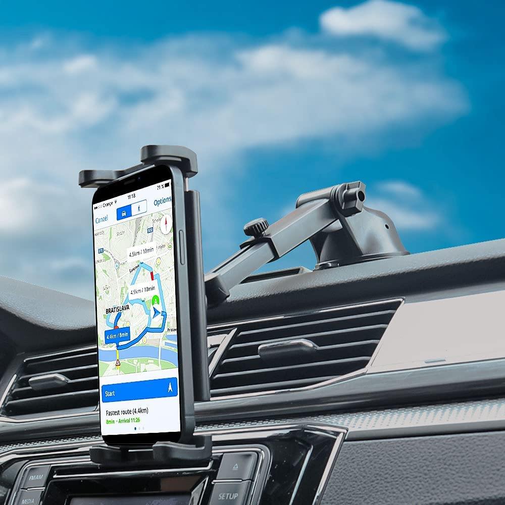 Car Dashboard Holder Tablet Mount, Woleyi Strong Suction Cup Tablet Mount for Windsheild Dash with Flexible Arm for Ipad Pro12.9 Air Mini, Iphone, Galaxy Tabs, More 4-13" Phones and Tablets