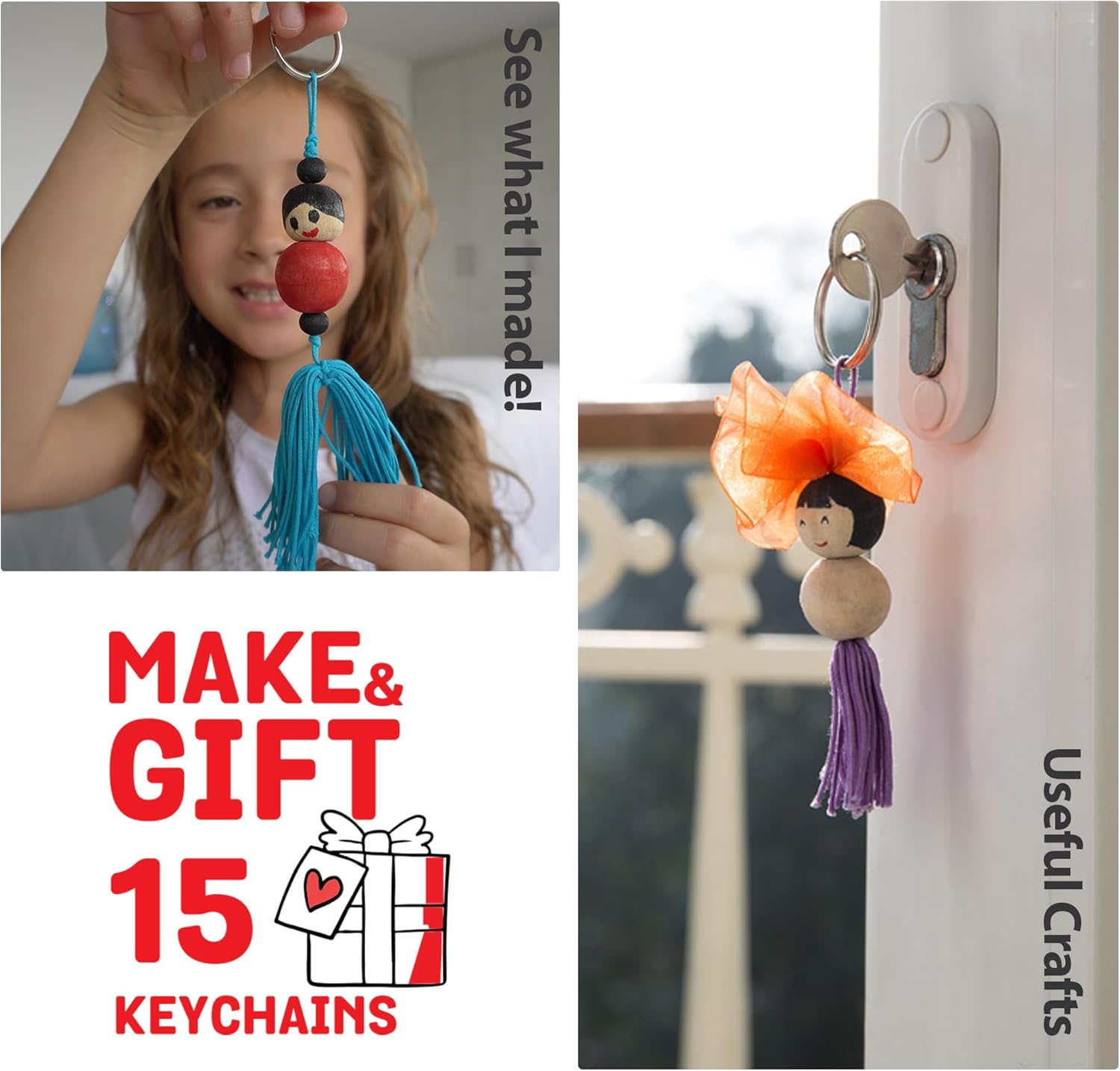 Chalk and Chuckles Keychain Dolls - Art and Craft Kit for Girls 9-12, Make 15 Keychains, DIY Creative Toys for Kids, Girls Age 8+ Year Old and Up, Adults image number 5