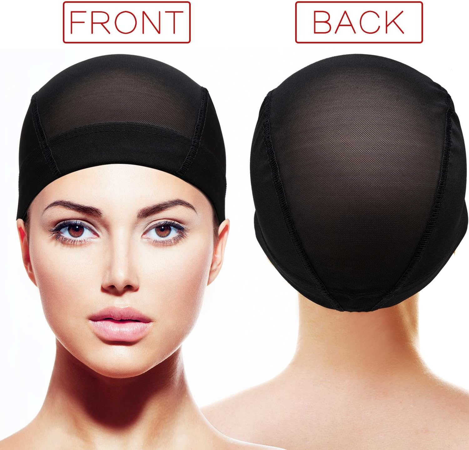 Dome Caps Stretchable Wigs Cap Spandex Dome Style Wig Caps for Men Women 5 Pack Black Mesh Wig Caps - Black image number 2