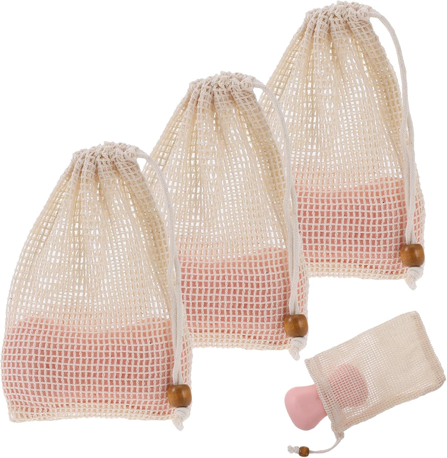 3 Pack Soap Exfoliating Bag Natural Sisal Soap Saver Bag Pouch Natural Soaps Saver Bar Bags with Drawstring for Exfoliating Foaming and Drying Soaps Holder image number 4