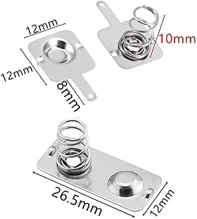 10Pairs Battery Springs AA Battery Negative to Positive Conversion Spring Contact Nickle Plated 12X12Mm and 12X26.5Mm
