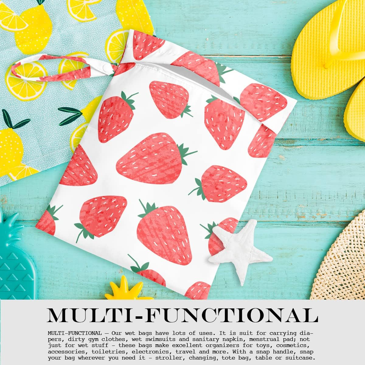 Wet Bag, Wet Dry Bag, Wet Bag for Swimsuit, Travel, Beach, Pool - Fruit-03 image number 6