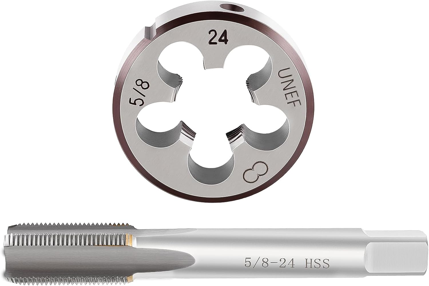 AUTOKAY New HSS 5/8"-24 UNEF Right Hand Thread Tap and Die Set (5/8X24) RH image number 4