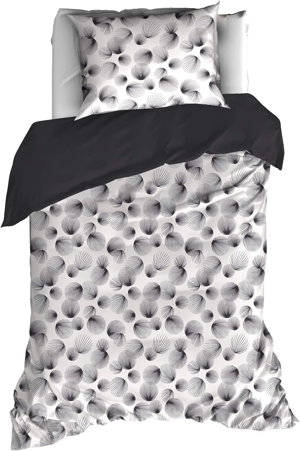 De Witte Lietaer Aileen Bedding Set: Duvet Cover and Pillowcase, Cotton, White/Black, 140 X 220 Cm image number 1