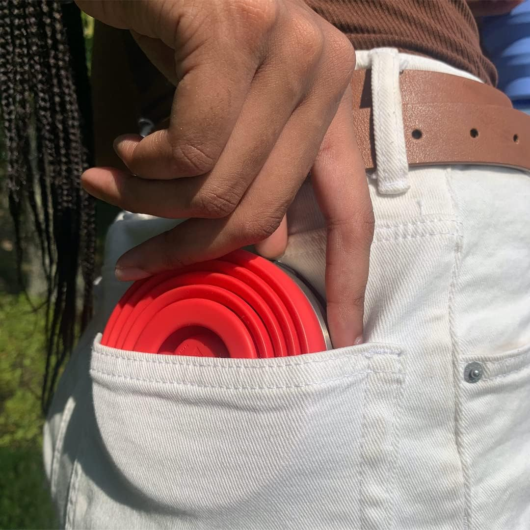 HYDAWAY Collapsible Pint - 16 Oz, Silicone & Steel Rim I Collapsible Cup for Beer, Water & Soda, Portable Drinking Cup for Party, Camping, Backpacking & Hiking, Folding Travel Cups Collapse to 1-Inch