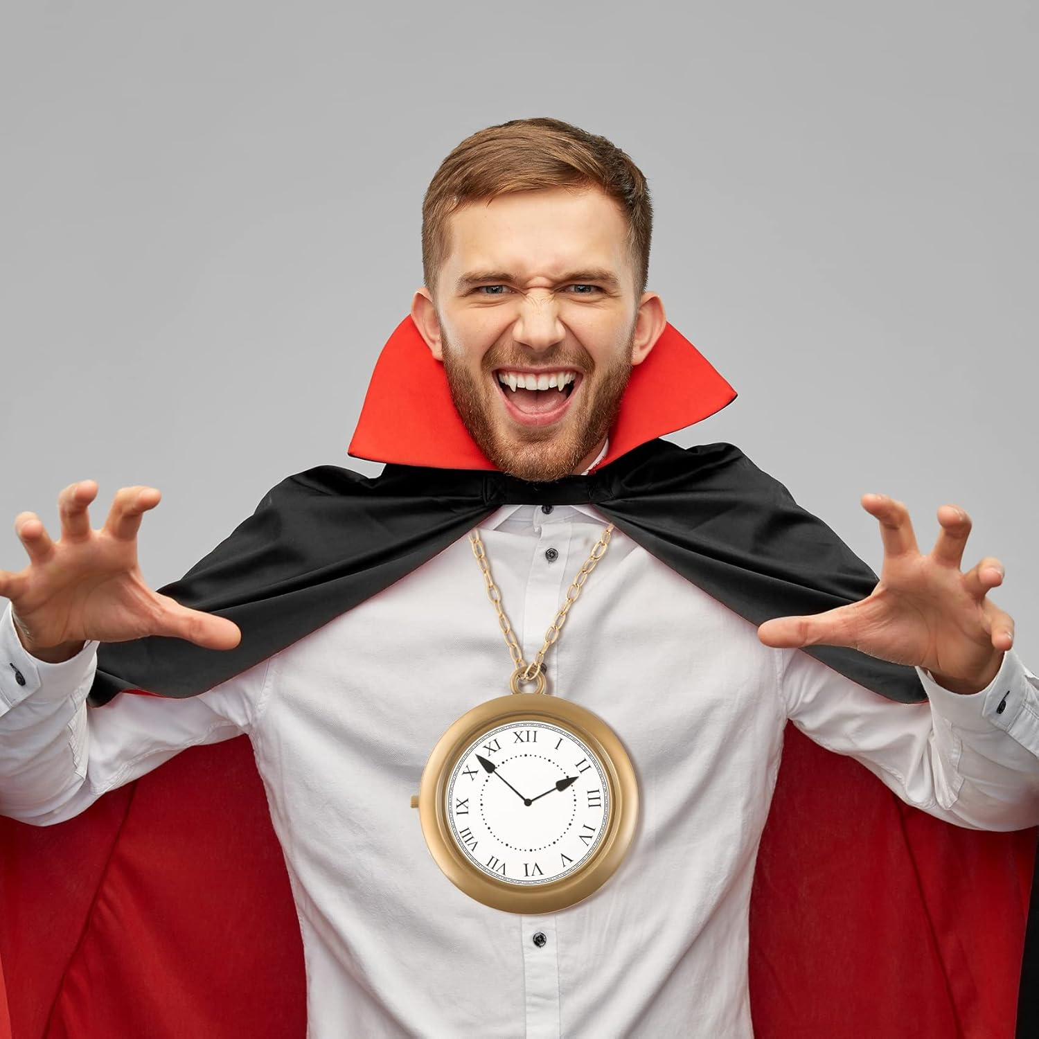 1 Piece Clock Necklace White Rabbit Clock Jumbo Flavor Hip Hop Rapper Clock Necklaces for Halloween White Rabbit Costume Accessories Party Supplies image number 1