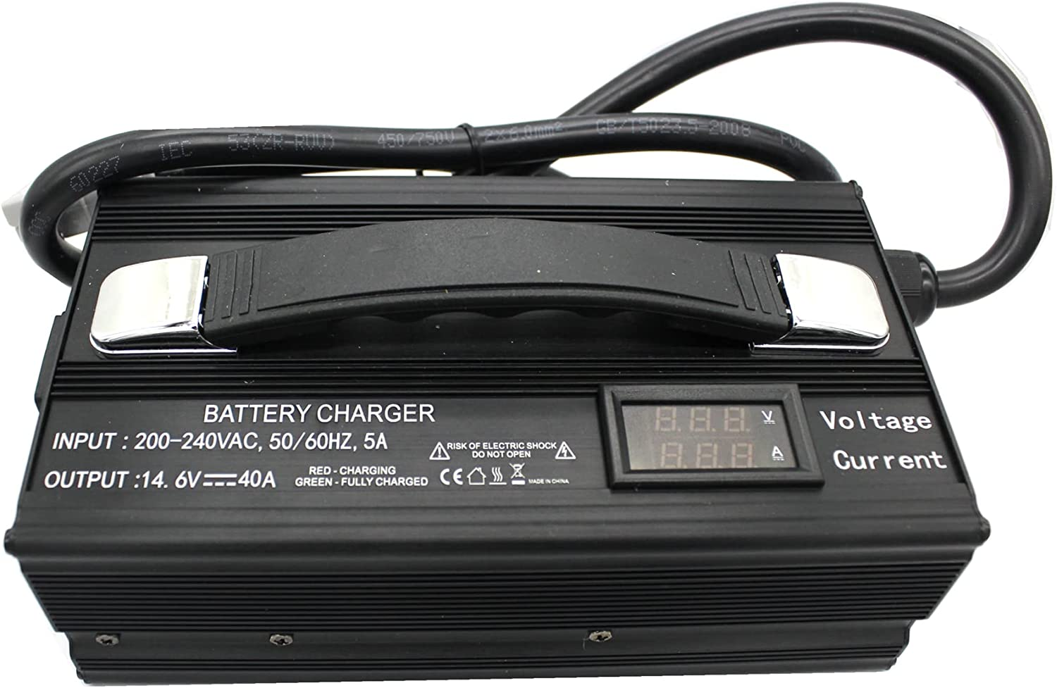 DIGISHUO 14.6V 40A Lifepo4 Batt Ery Charger with Plug, 14.6V 40A Lifepo4 Charger Multi-Stage Intelligent Maintainer for 12V Lithium Iron Phosphate Batteries image number 1