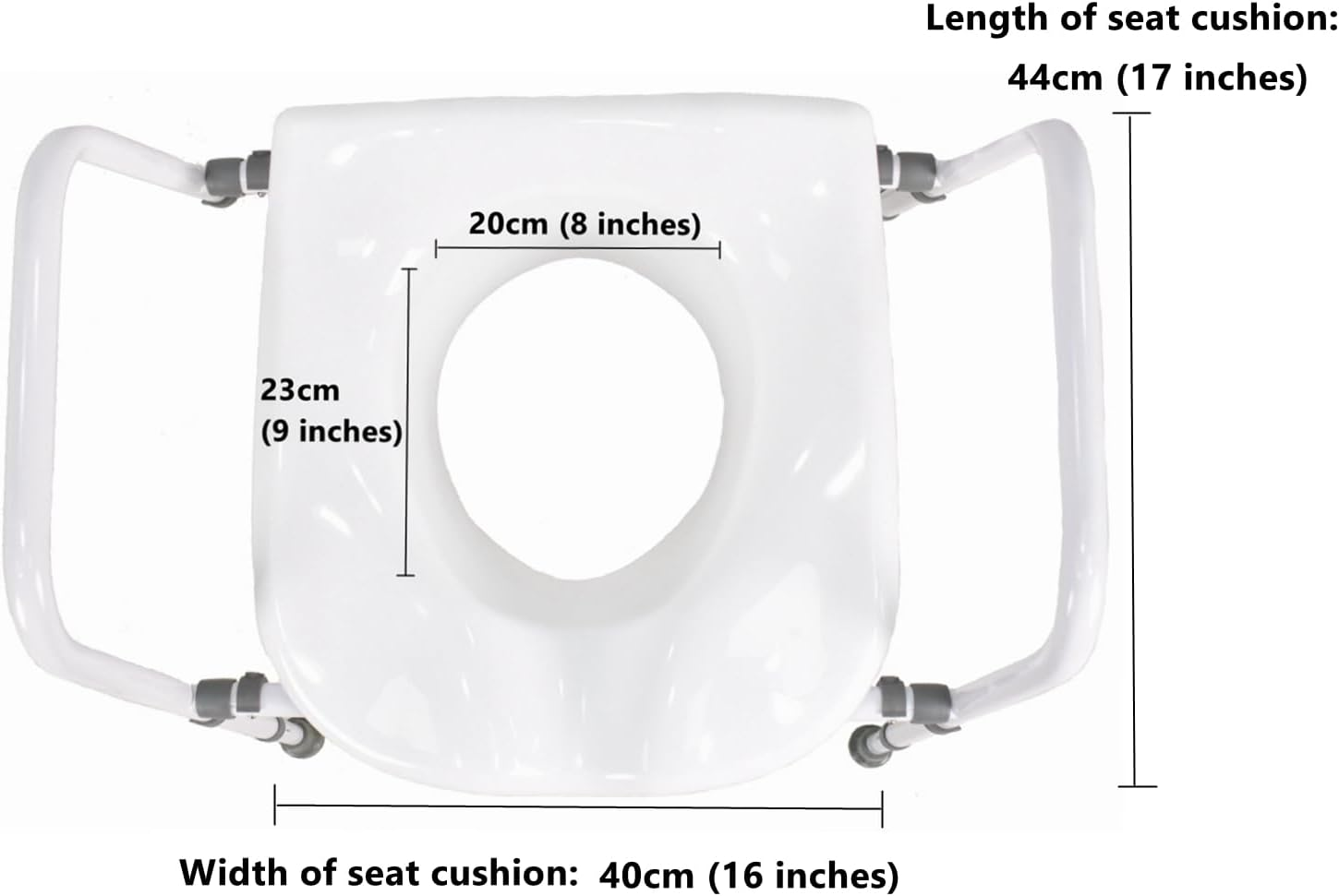 Raised Toilet Seat, Adjustable Height and Width Elevated Toilet Seat with Handles, Commode Chair for Toilet, Extra-Wide Seat, Bedside Commode, White image number 5