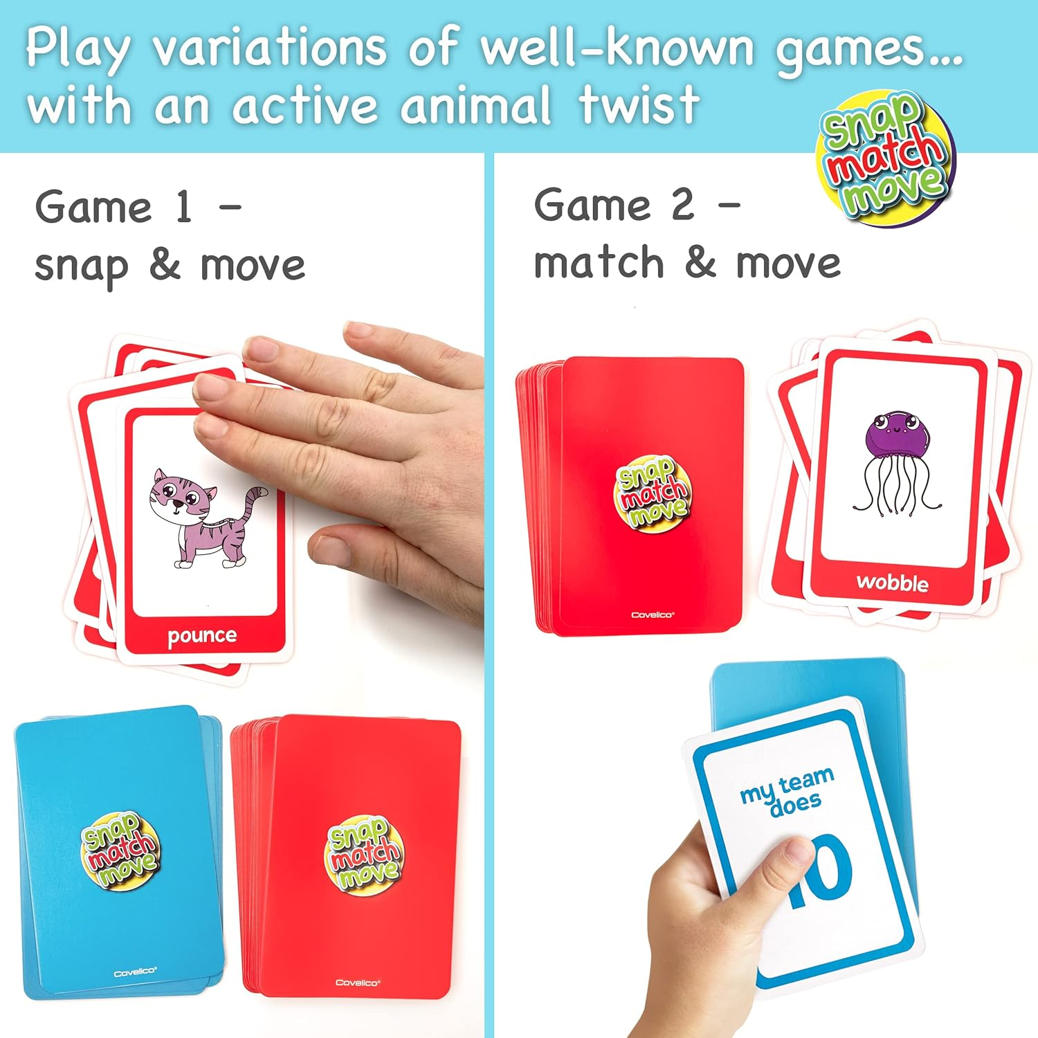 Animal Exercise Card Game | Kids Exercise Equipment - Play Active Games for Kids | Physical Activity Games - Memory, Go Fish and Snap | Exercise Cards for Kids Fitness | Exercise Flash Cards image number 2