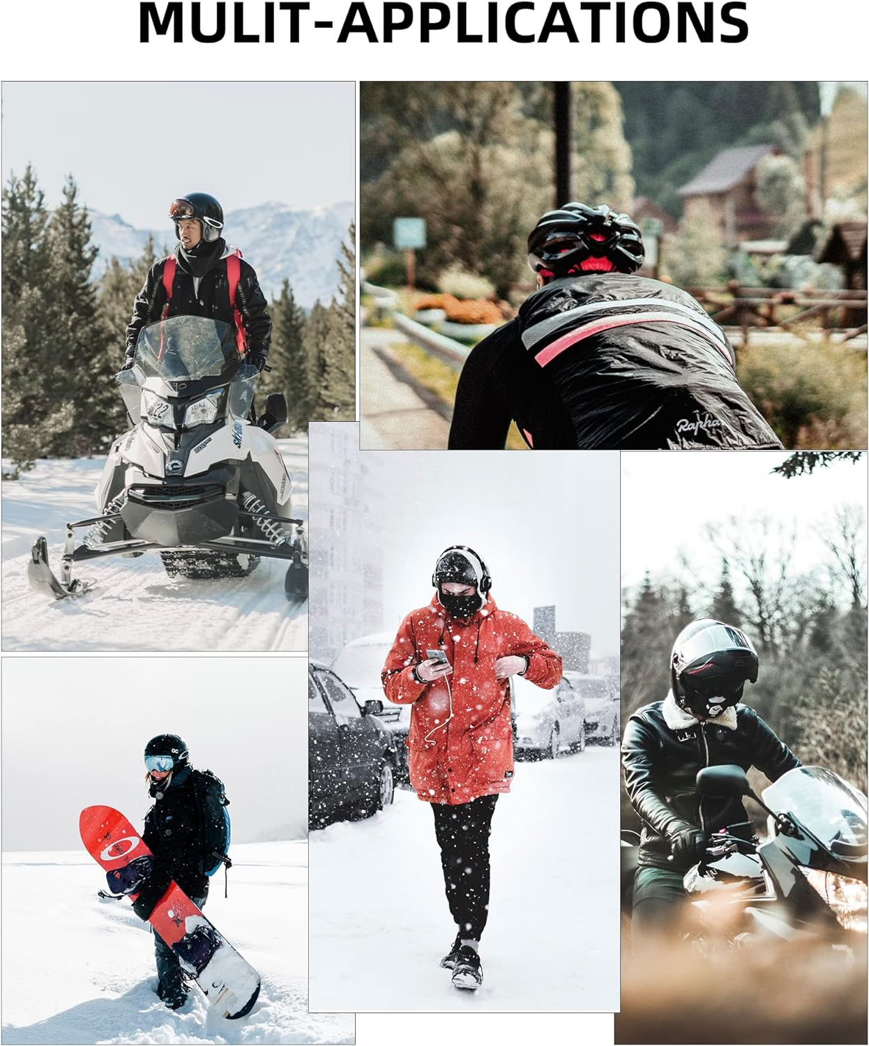 ROCKBROS Ski Mask Thermal Fleece Balaclava Ski Face Mask for Cold Weather Winter Full Face Protective Headgear for Men Women Black