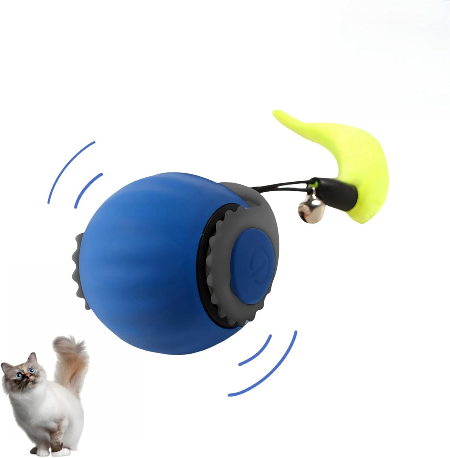 Interactive Cat Toy Ball, Automatically Moving Cat Toy Ball， Rechargeable Silicone Premium Self Rotating Ball, Pet Ball Toy, Indoor Smart Cat Toy,Toys for Kittens (Blue, S)
