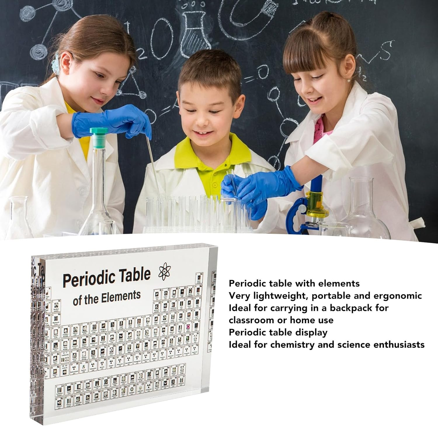 Jectse Large Periodic Table with Real Elements inside Clear Acrylic, Lightweight, Portable Chemistry Chart for Classroom, Science Lovers, Students, Gift Idea image number 6