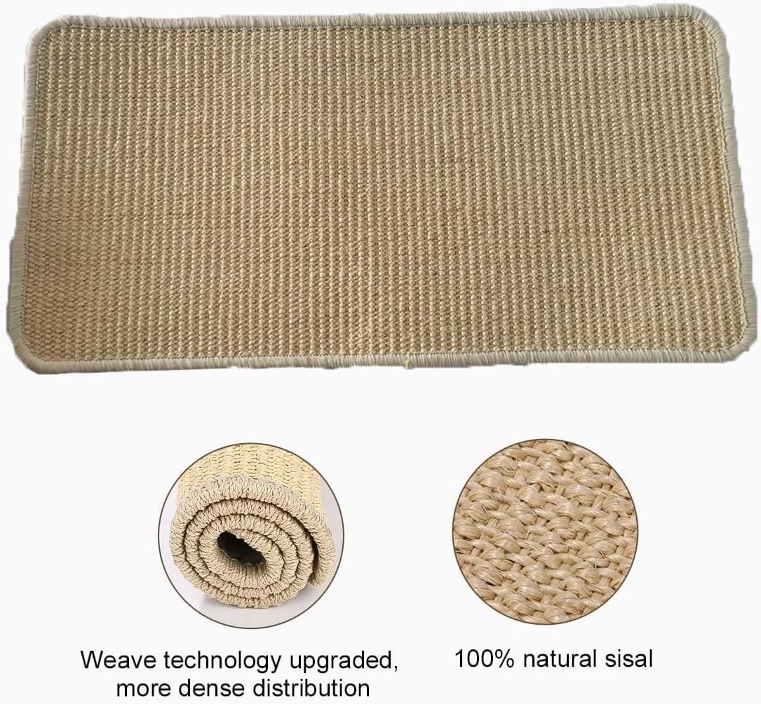Aililong Cat Scratching Mat, Natural Sisal Mat, 40 X 60 Cm, Non-Slip and Wear-Resistant Corner Scratching Mat, Cat Scratching Floor, Sisal Rug, Original Colour image number 5