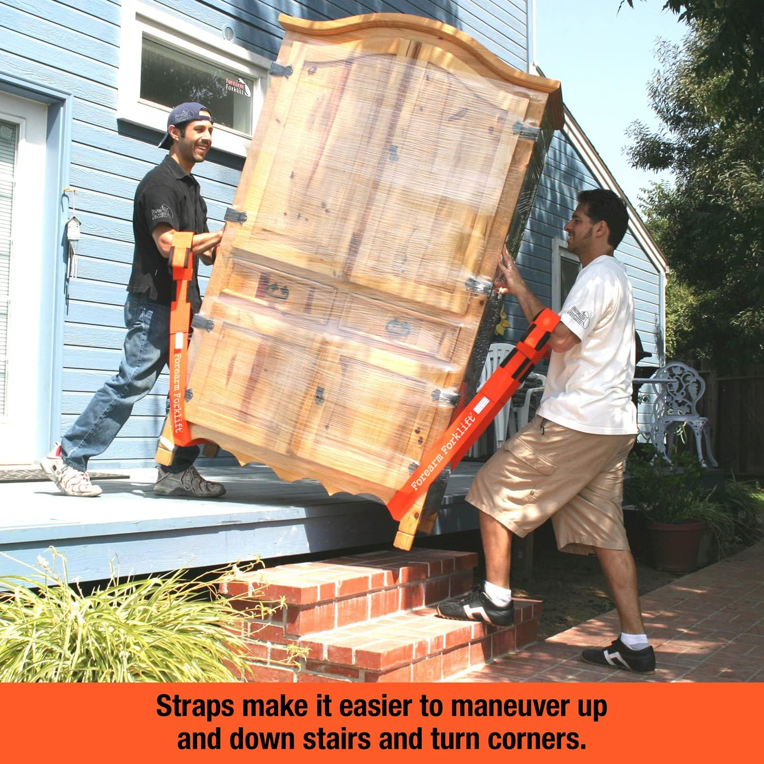 Forearm Forklift 2-Person Lifting and Moving Straps; Lift, Move and Carry Furniture, Appliances, Mattresses or Any Item up to 800 Lbs. Safely and Easily like a Pro, Orange image number 6