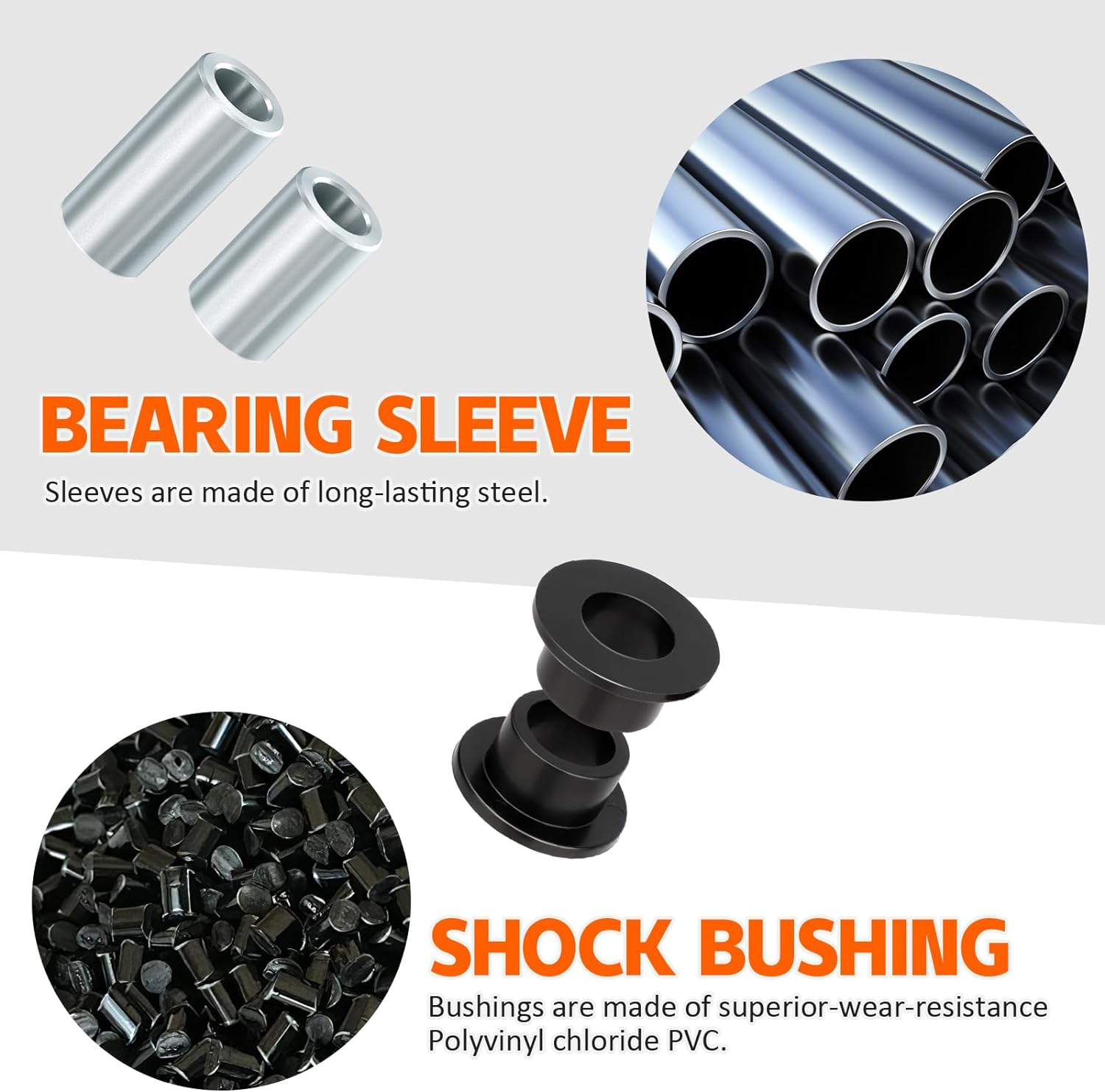 Front Shock Bushing Sleeve Kit for Polaris Ranger 1000 900 800 700 570 500 Diesel Brutus PRO XD image number 3