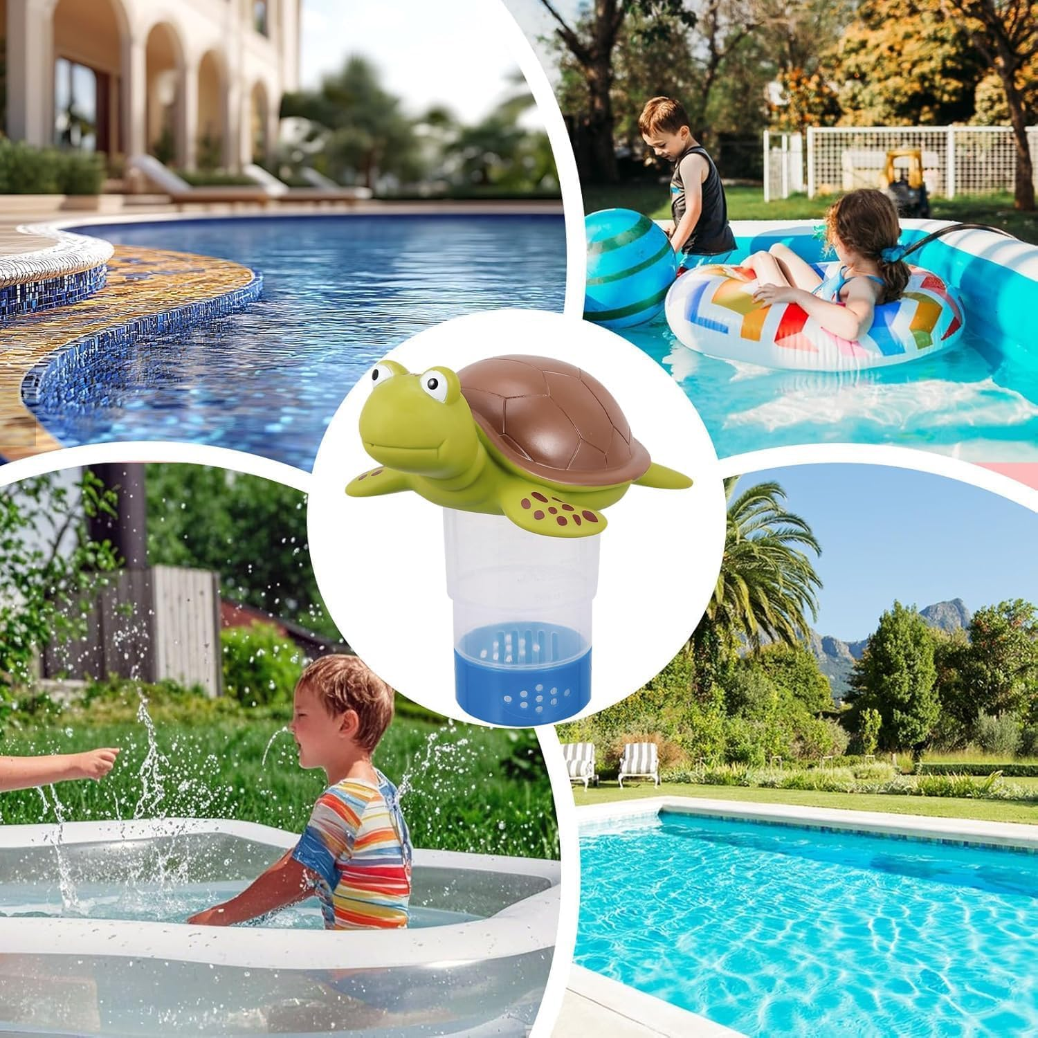 Chlorine Dispenser for Pool, Floating Duck Tablet Holder, Adjustable Feeder Water Purifier for Small Large Pool, Tub, Spa (Turtle) image number 2