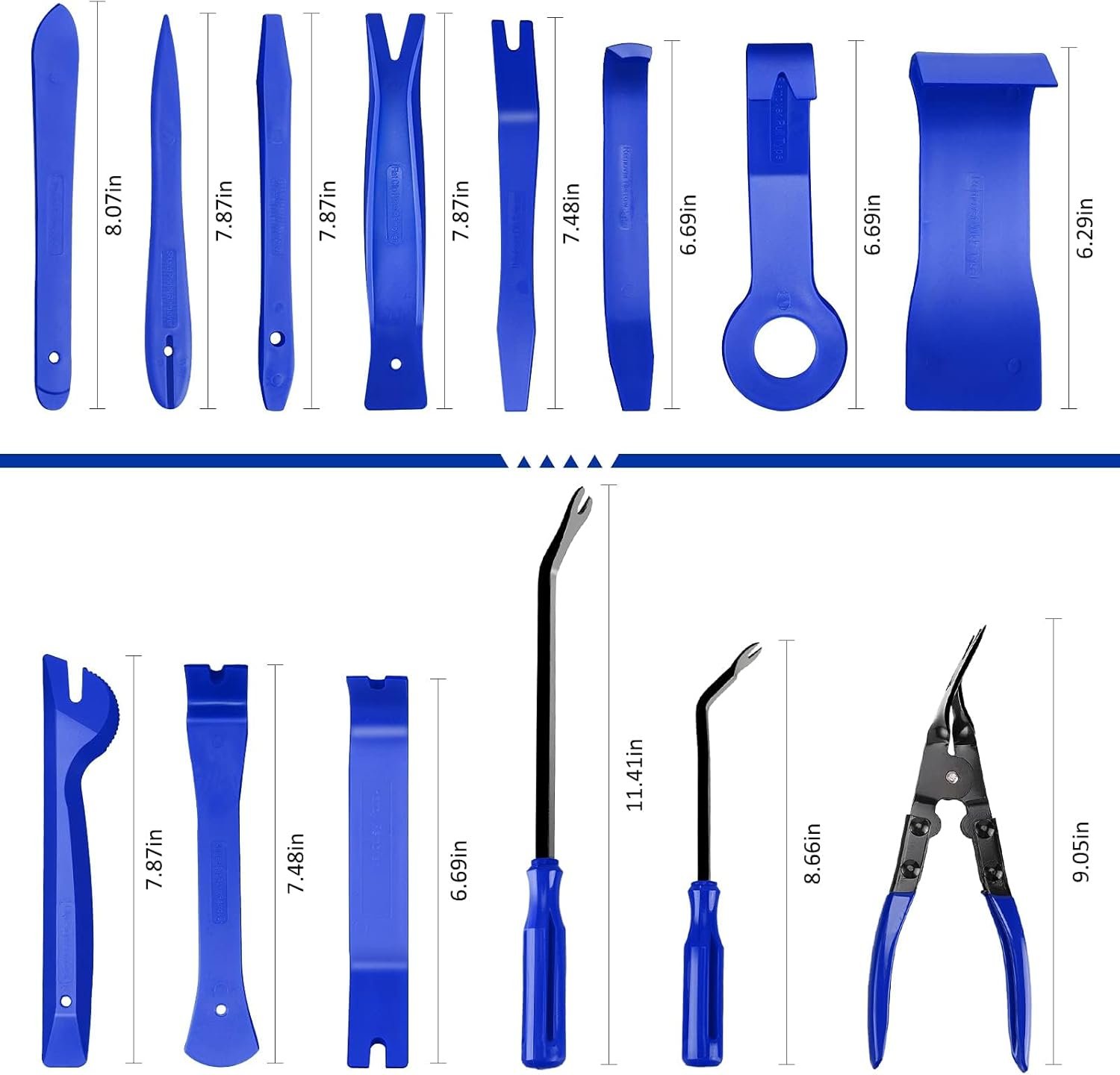 19 Pcs Trim Removal Tool, Auto Clip Pliers Fastener Terminal Remover Set, Plastic Pry Tool Kit for Car Panel/Dash/Door/Audio/Radio/Stereo with Storage Bag (Blue) image number 2